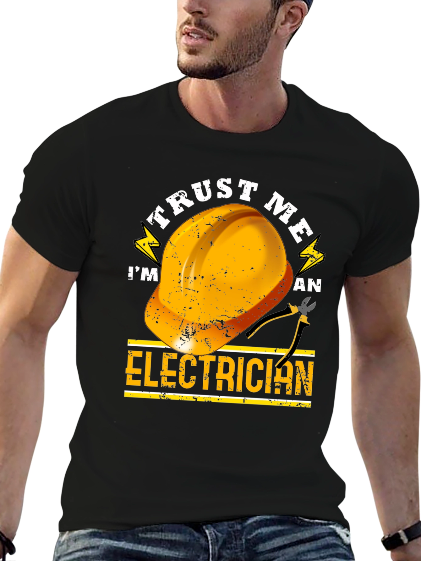 Black Trust Me I'm an Electrician T-Shirt view 6