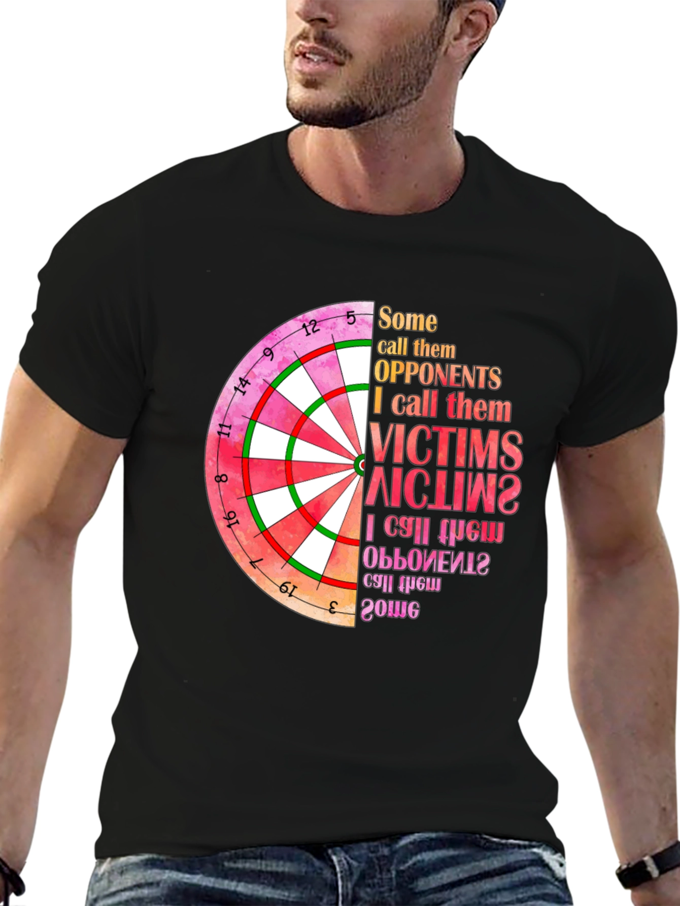 Black Dartboard Graphic T-Shirt: Opponents to Victims view 6
