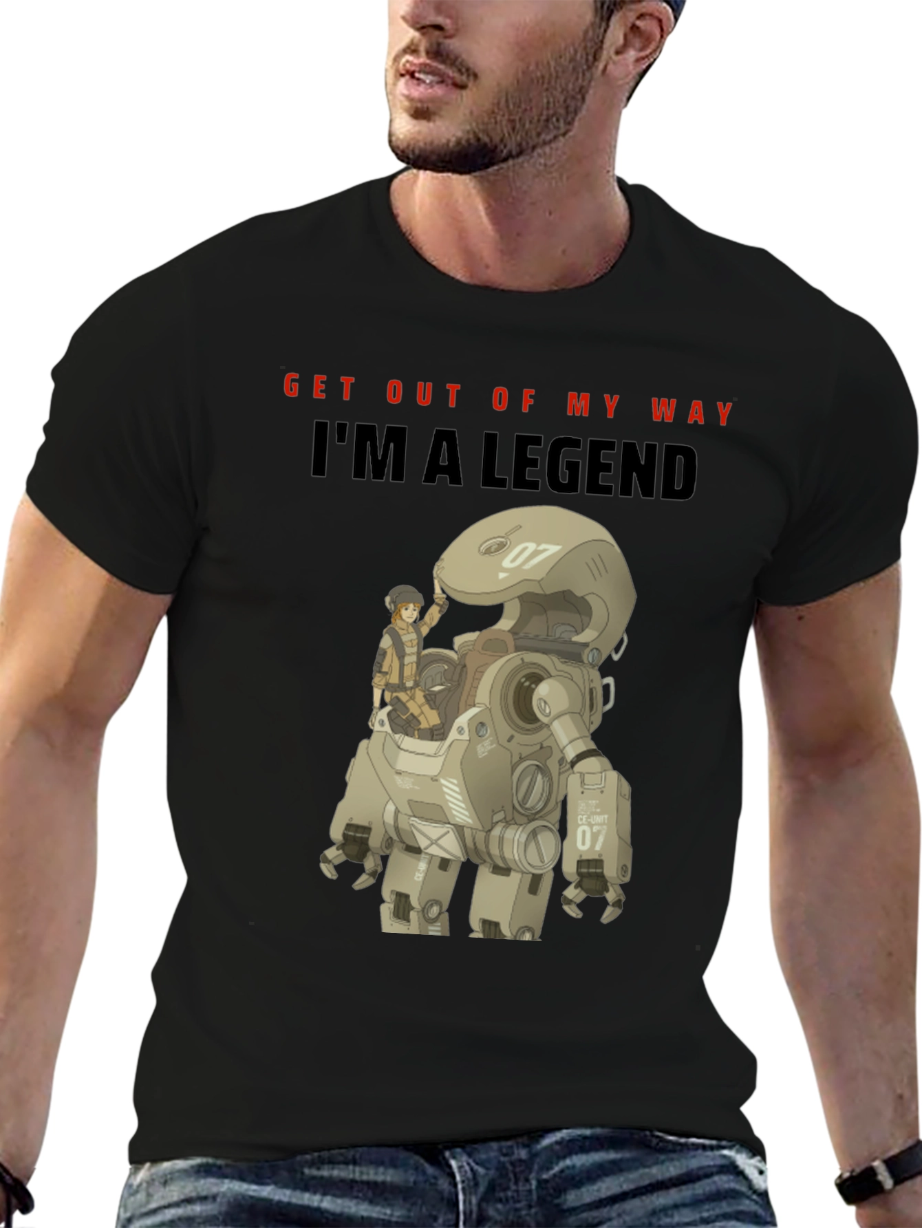 Black I'm A Legend Robot T-Shirt - Unique Graphic Tee view 6