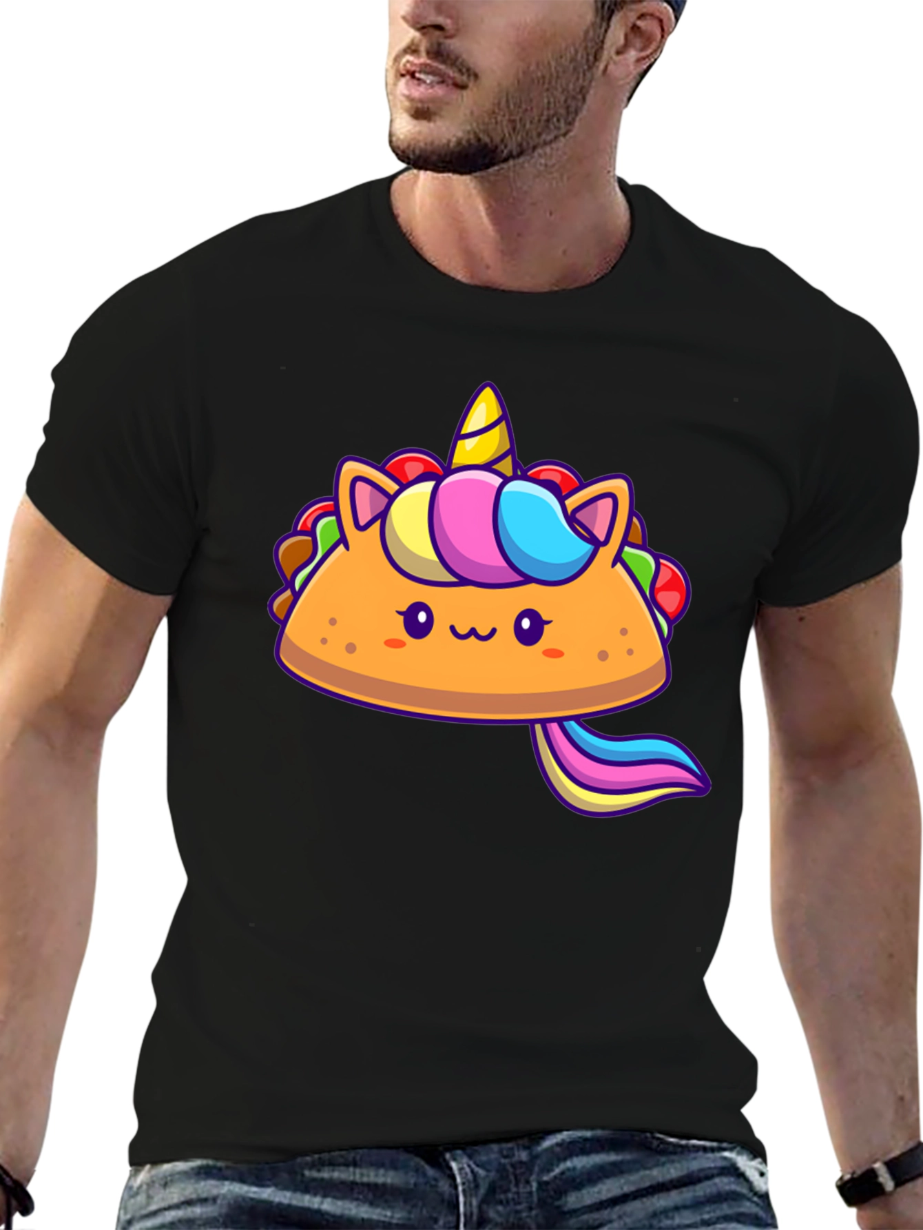 Black Unicorn Taco Graphic Tee - Cute Foodie Shirt view 6