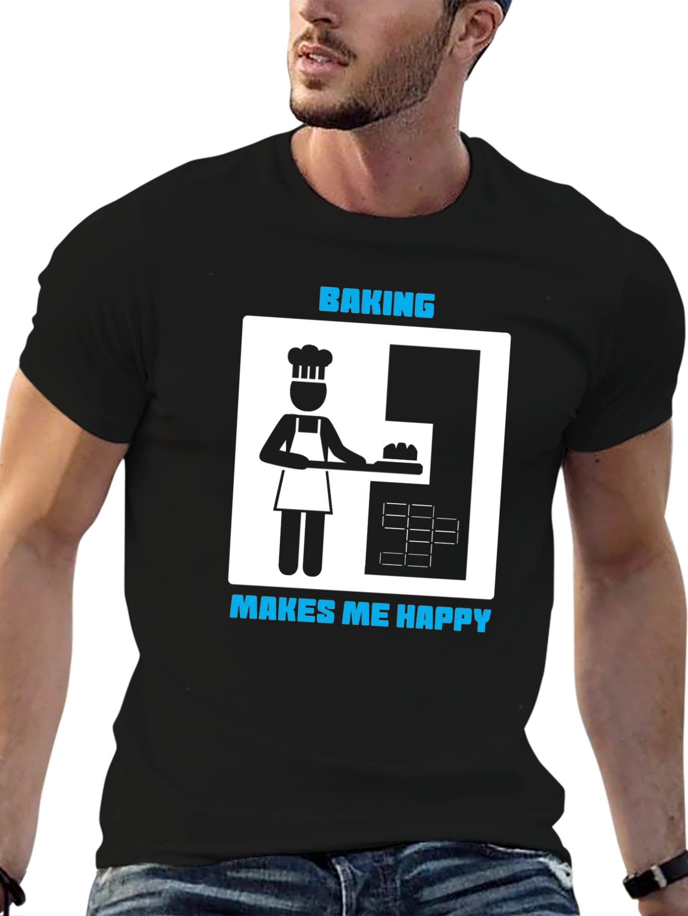 Baking Makes Me Happy T-Shirt - Funny Baker Tee - 6