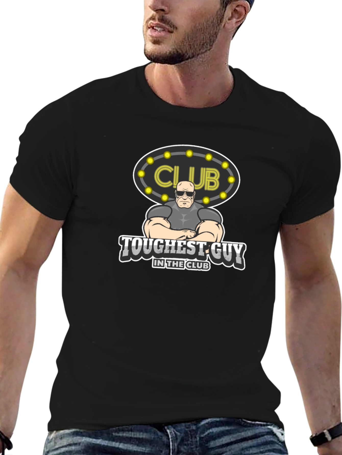 Black Toughest Guy in the Club Graphic Tee view 6