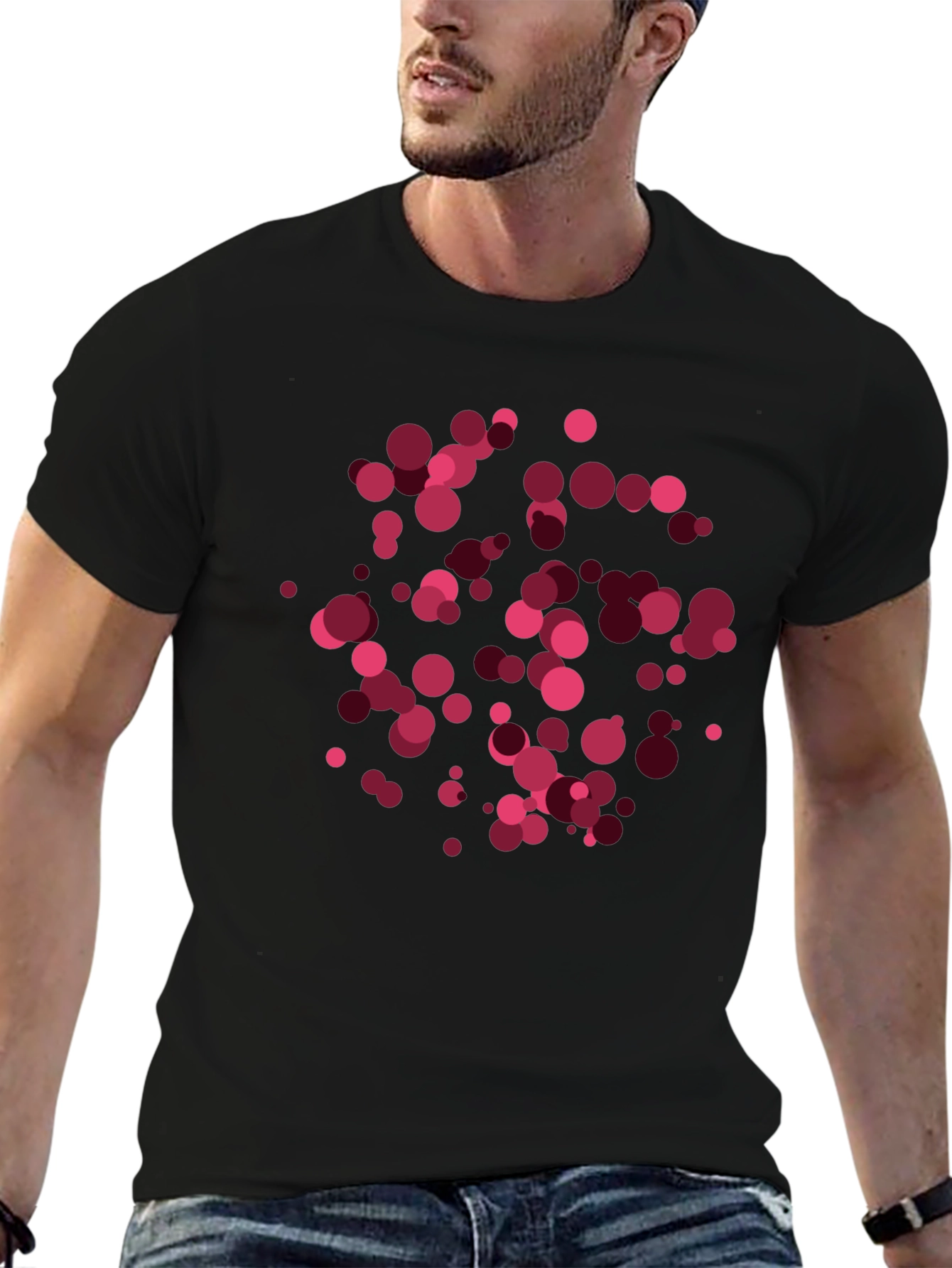 Black Abstract Circle Pattern T-Shirt view 6