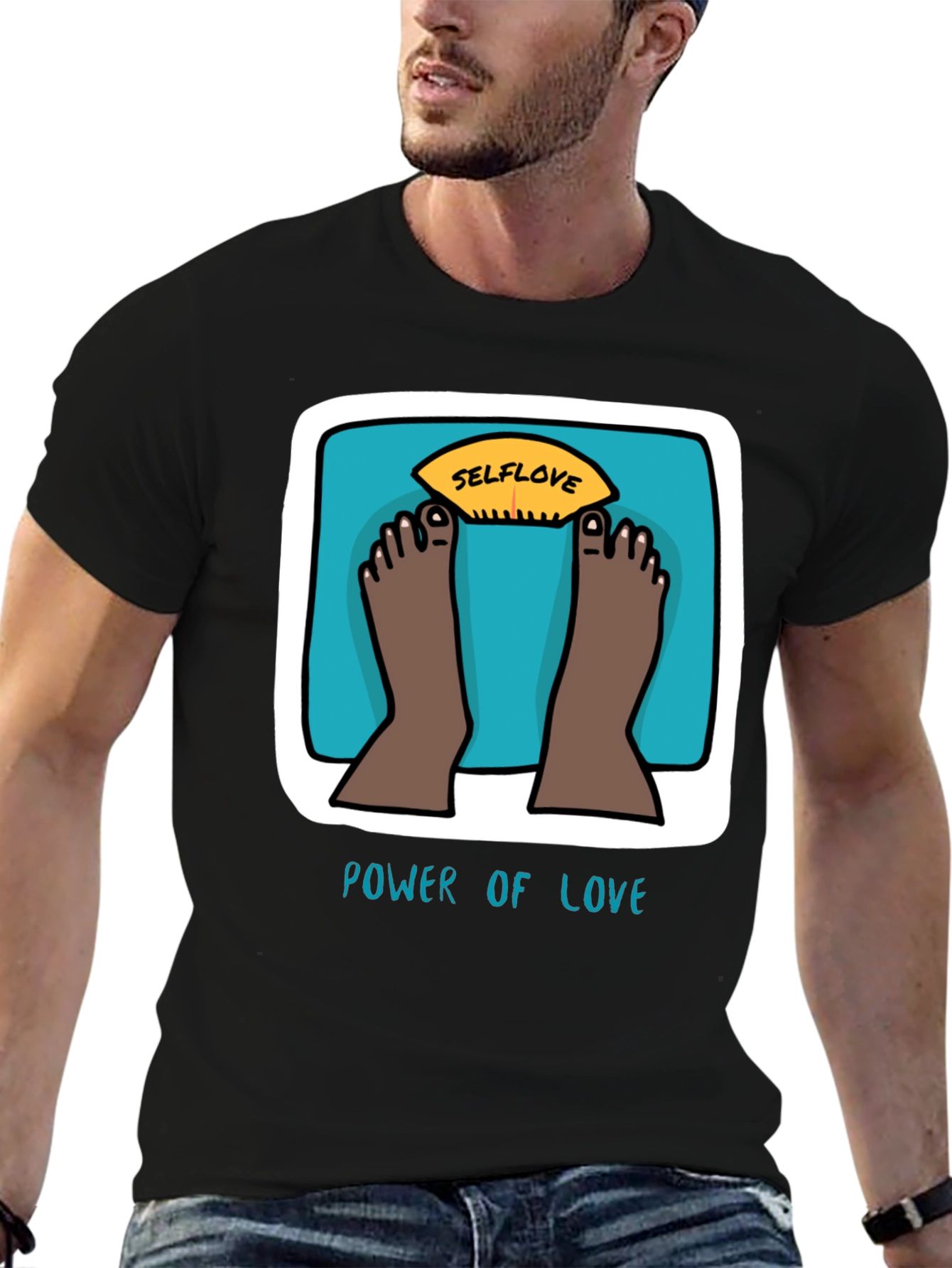 Black Selflove Scale T-Shirt - Power of Love Graphic Tee view 6
