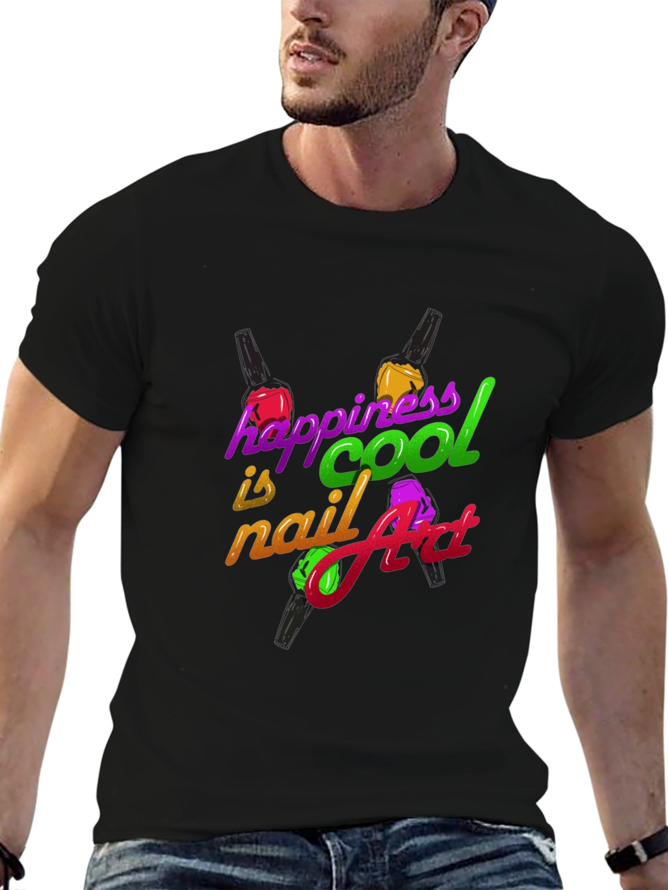 Black Happiness is Cool Nail Art T-Shirt view 6