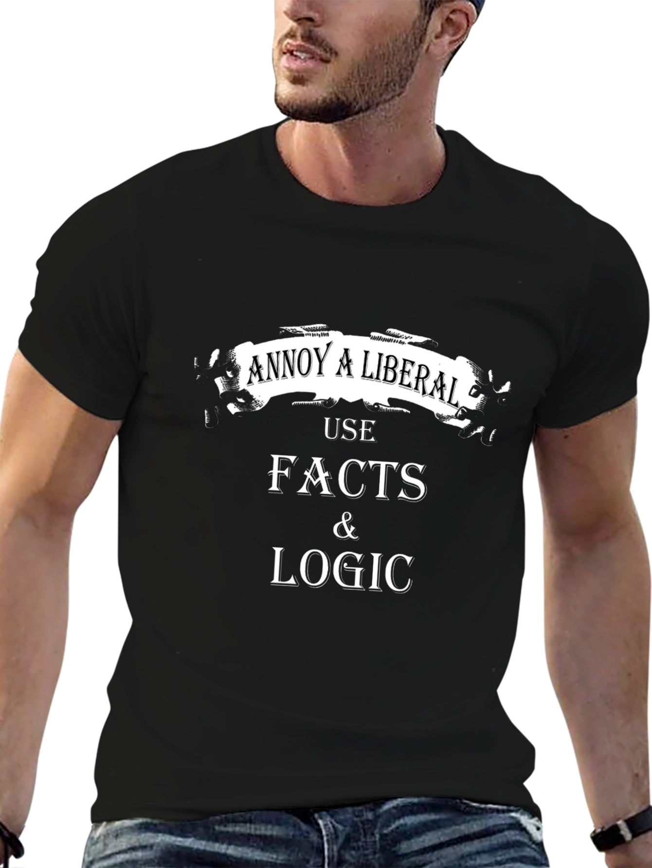 Black Annoy a Liberal T-Shirt - Facts & Logic view 6