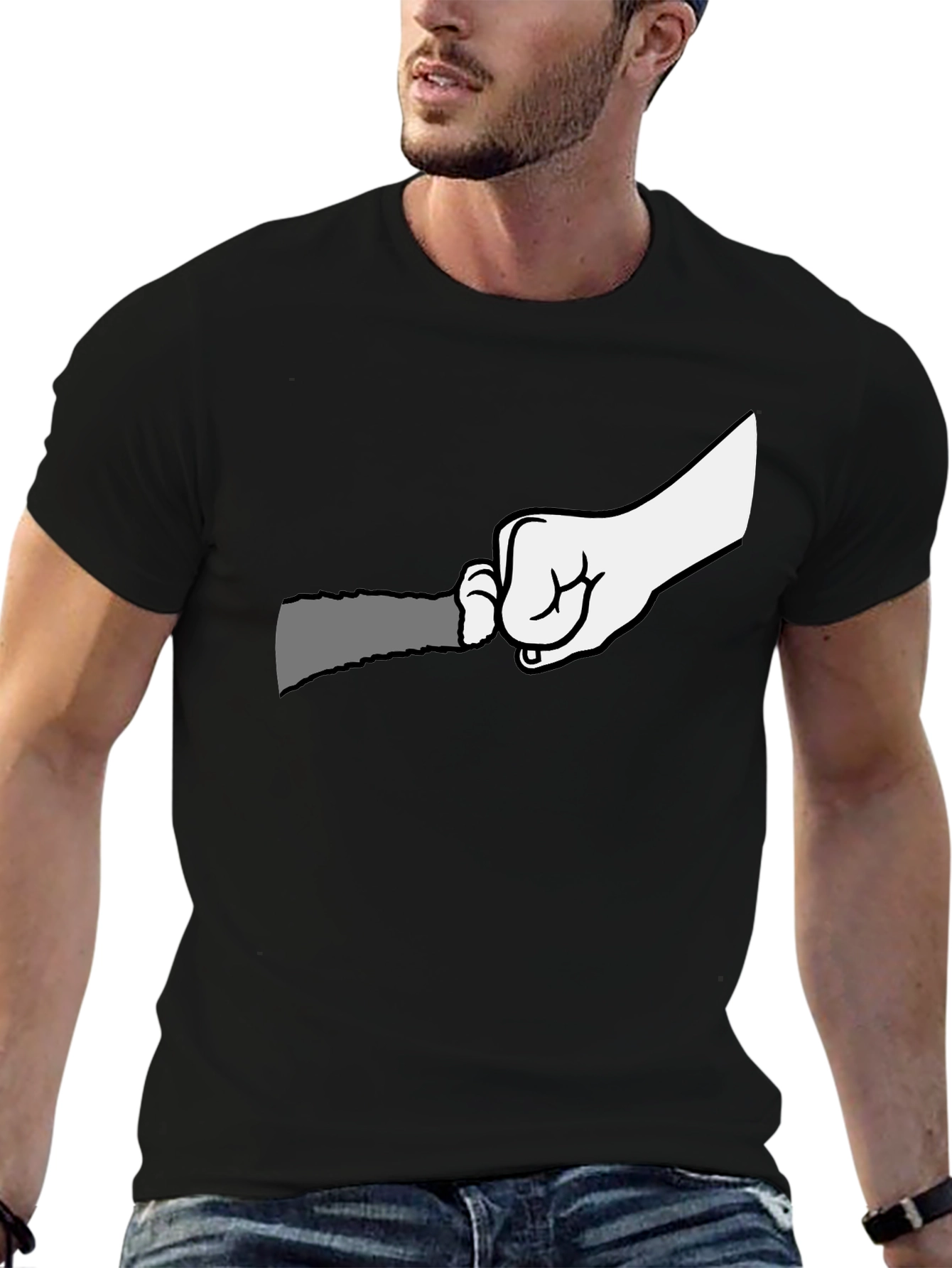 Black Graphic T-Shirt: Hand Holding Grater Funny Cooking Tee view 6