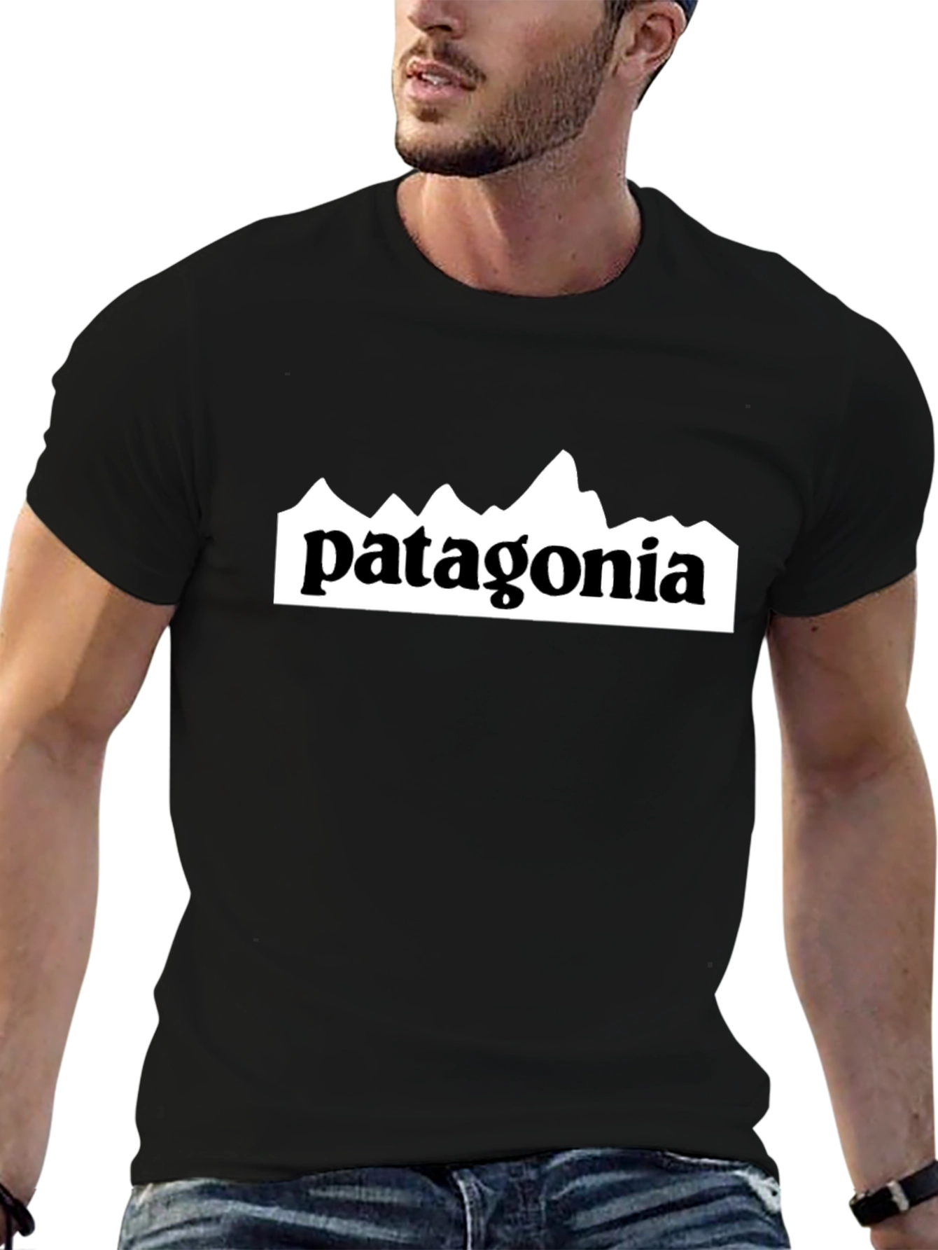 Black Men's Black Patagonia Graphic T-Shirt view 6