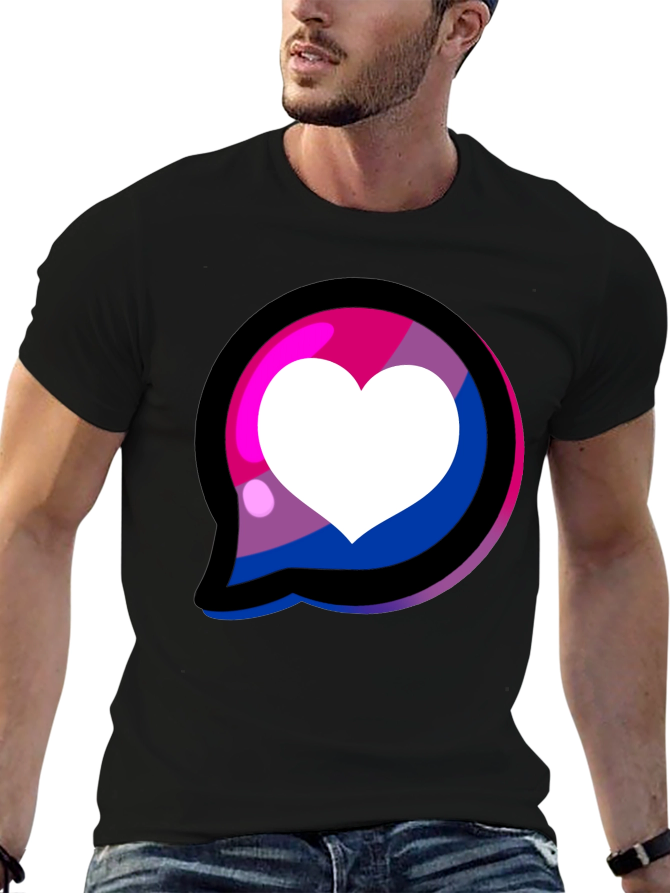 Black Bisexual Pride Heart T-Shirt view 6