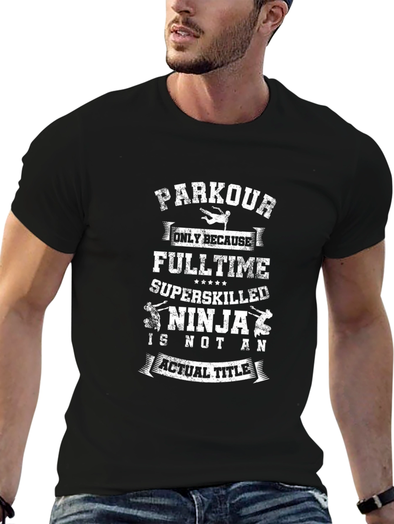 Black Parkour Ninja T-Shirt - Funny Stunt Performer Tee view 6