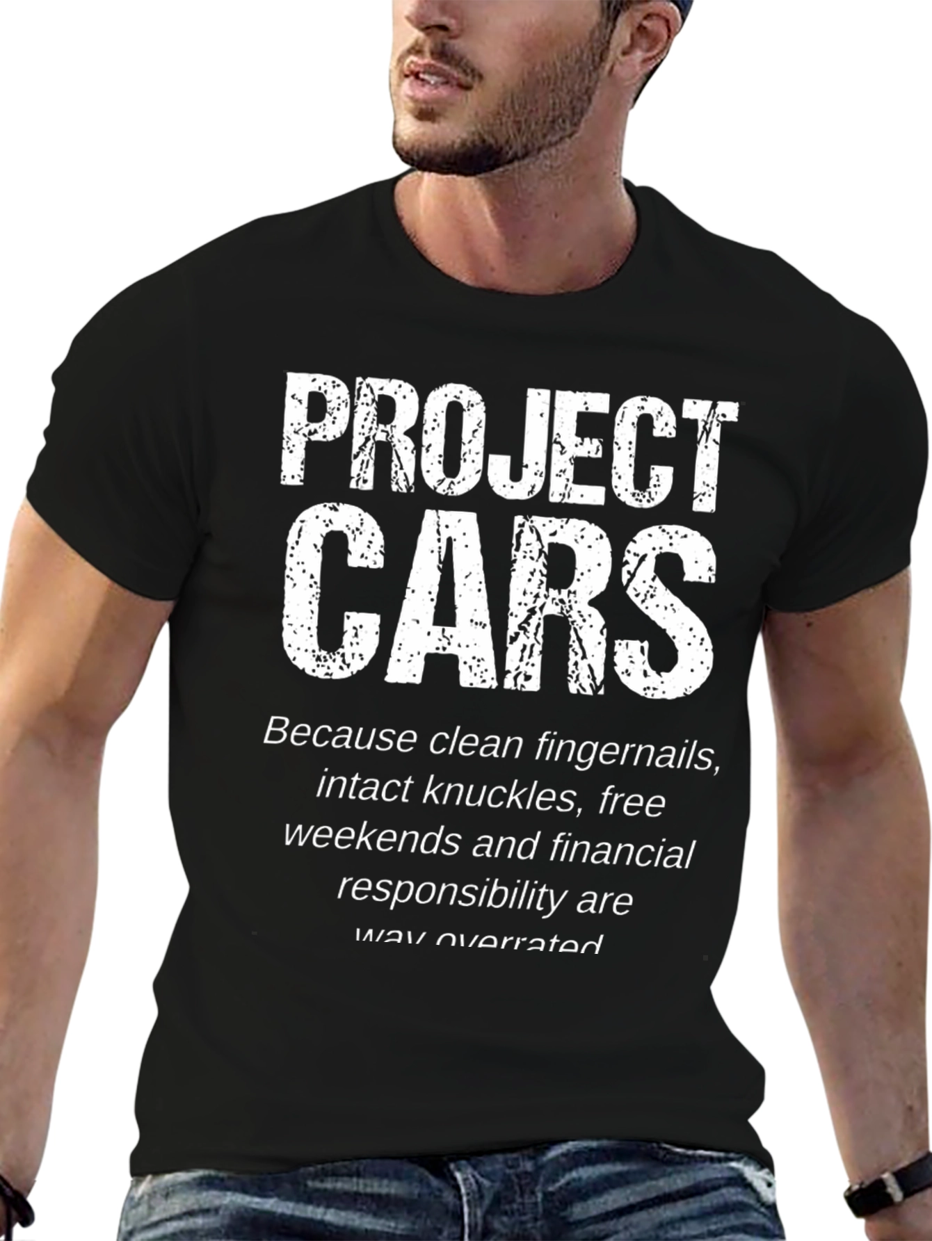 Black Project Cars T-Shirt - Clean Fingernails Overrated Tee view 6