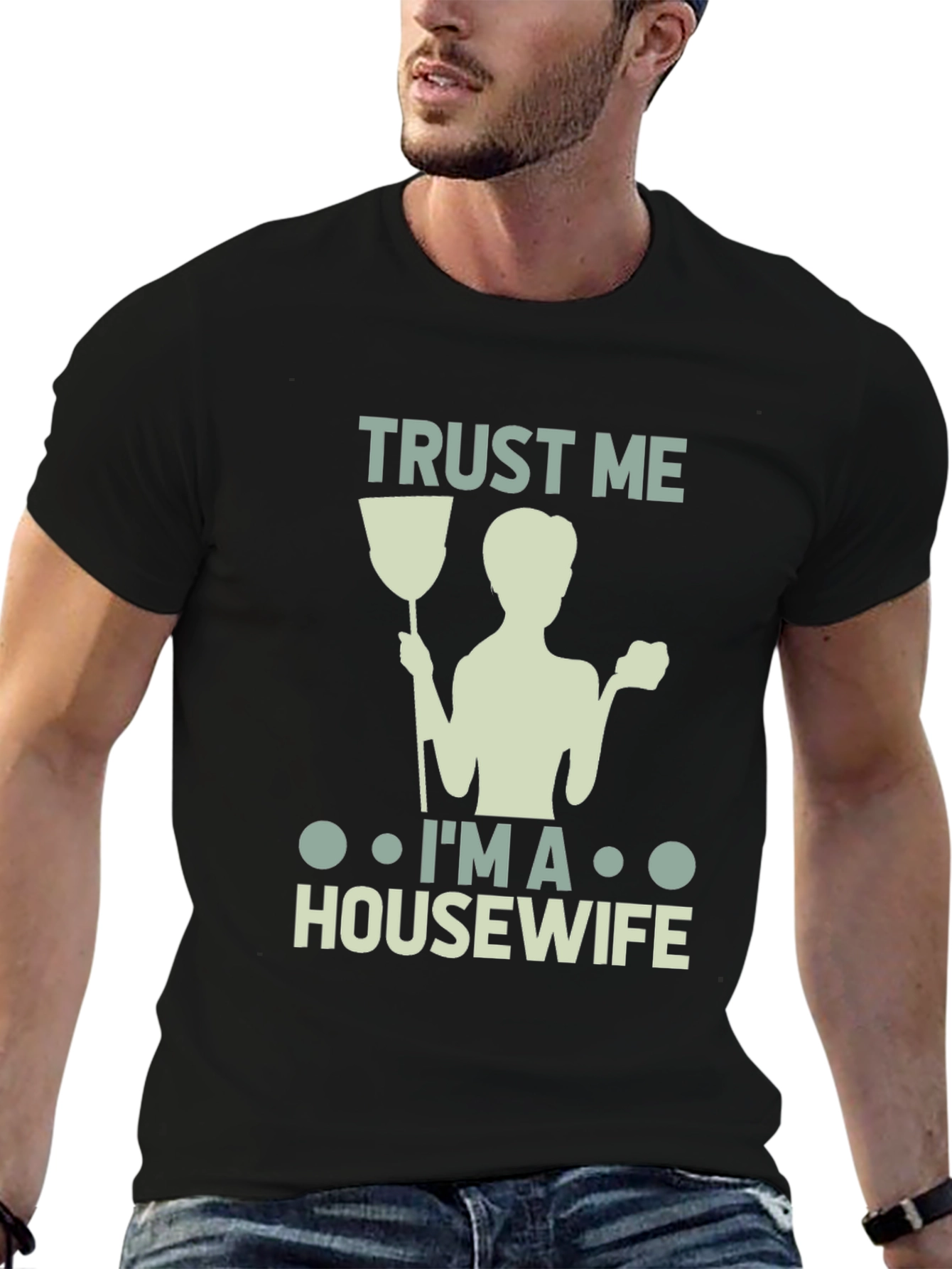 Black Trust Me I'm a Housewife T-Shirt view 6