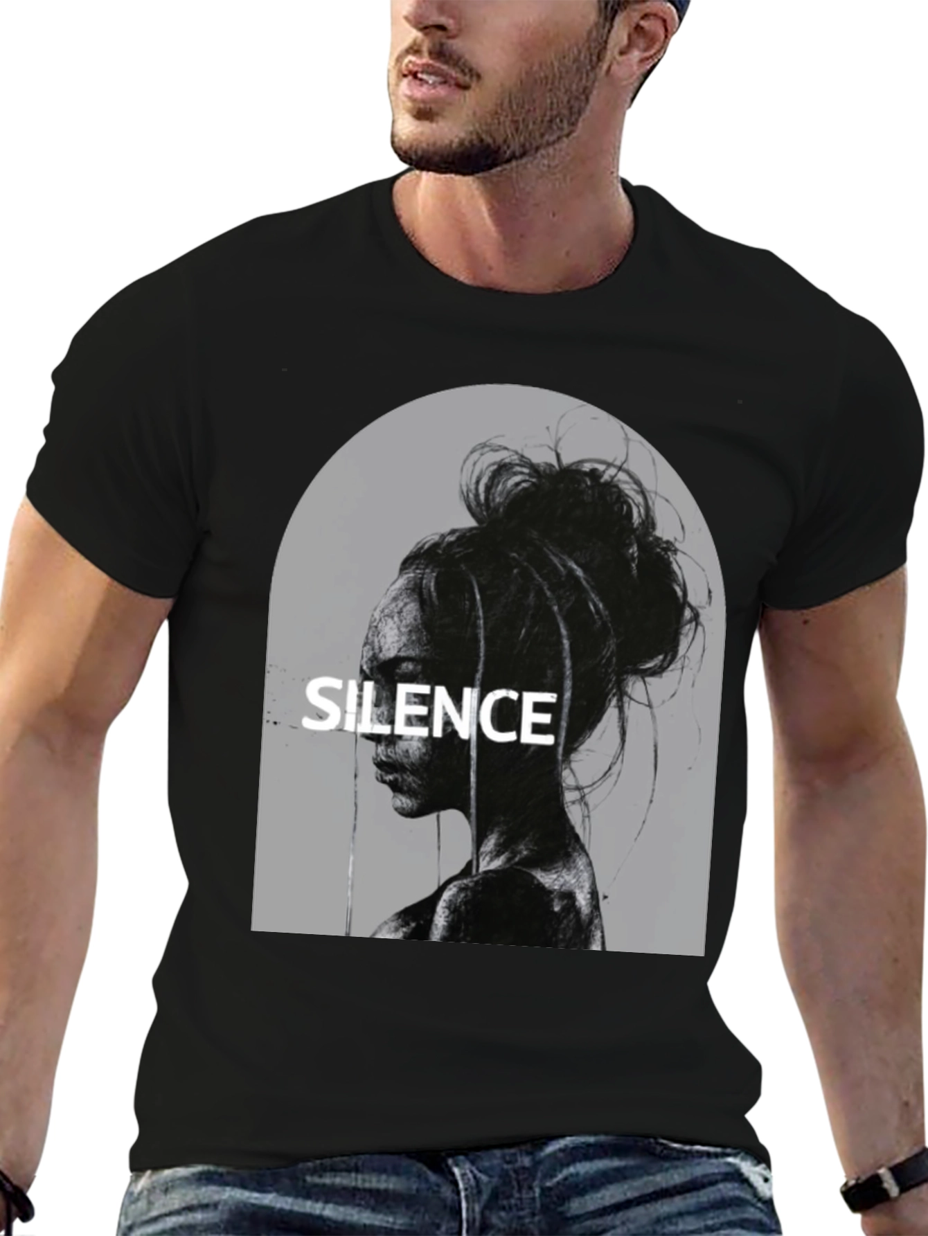 Black Silence Graphic T-Shirt - Stylish Unisex Tee view 6