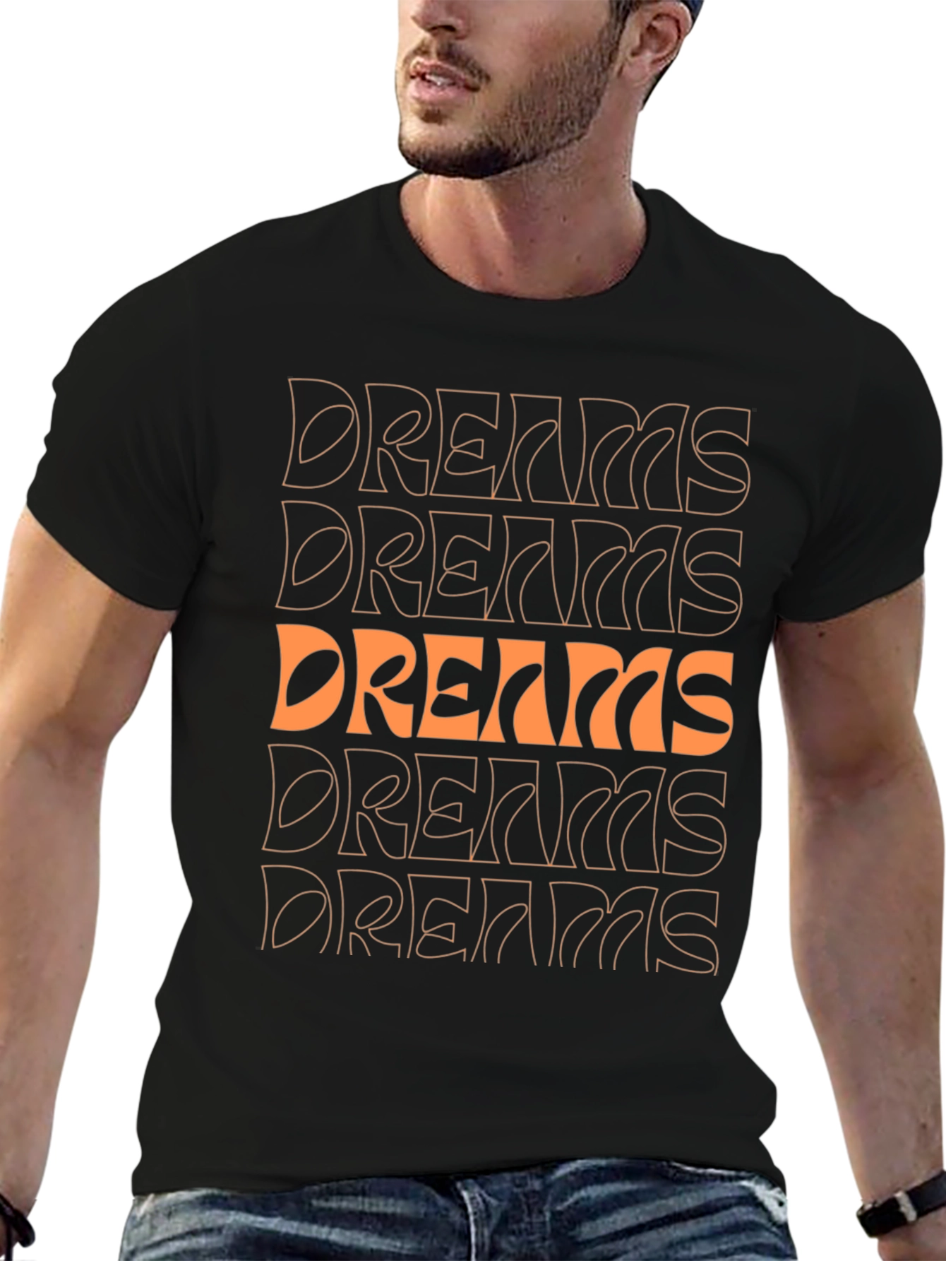 Black Dreams Graphic Print Crew Neck Tee - Black view 6