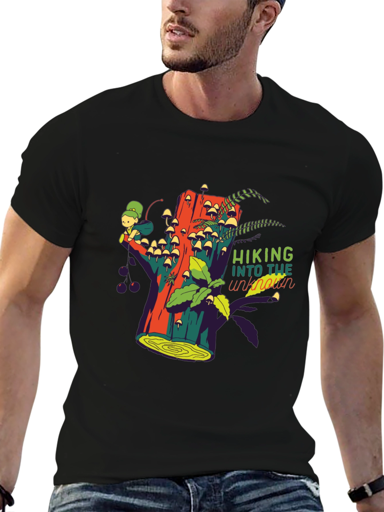 Black Hiking Into The Unknown Graphic Tee view 6
