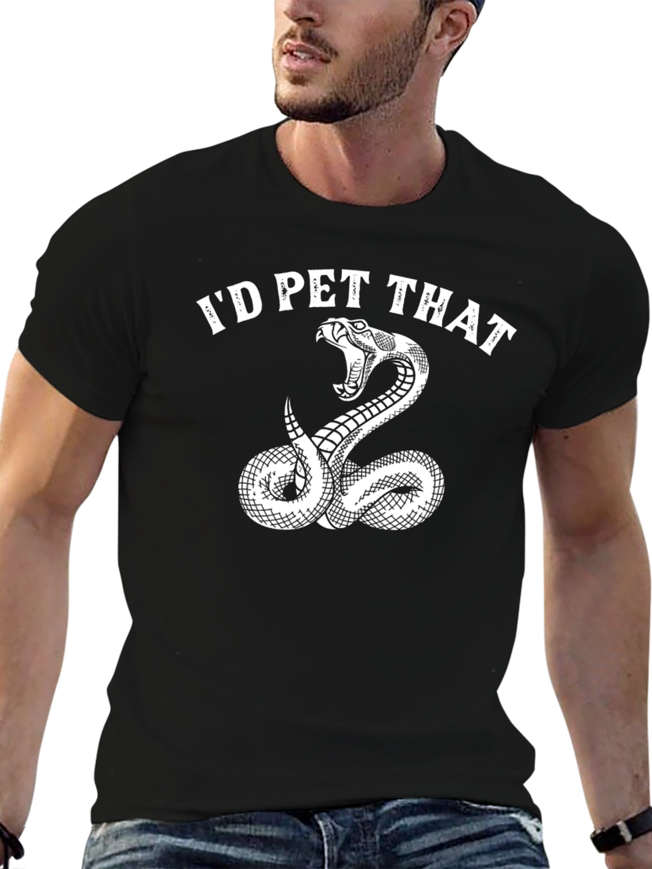 Black I'd Pet That Snake Graphic T-Shirt view 6