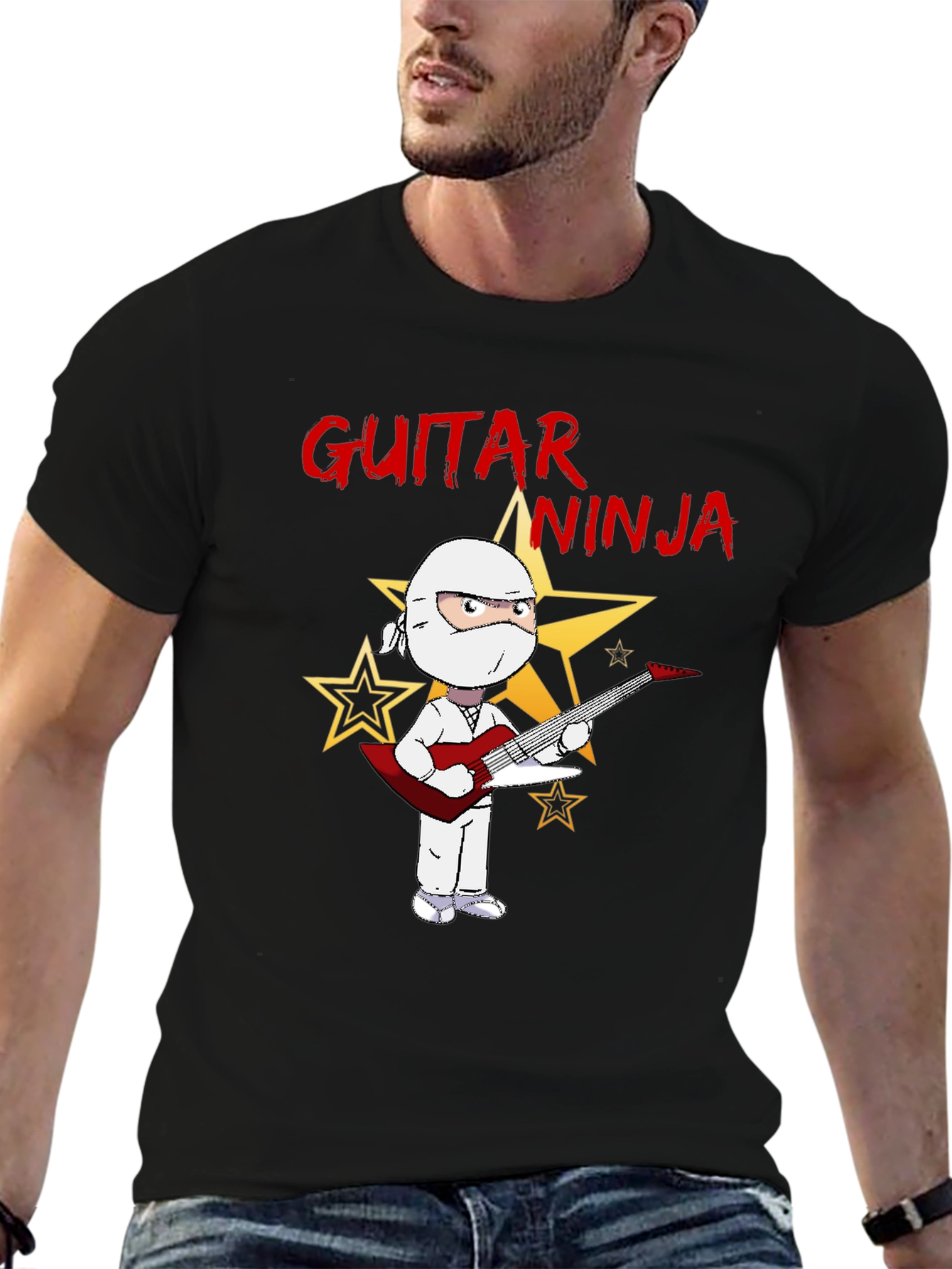 Black Guitar Ninja Graphic Tee view 6