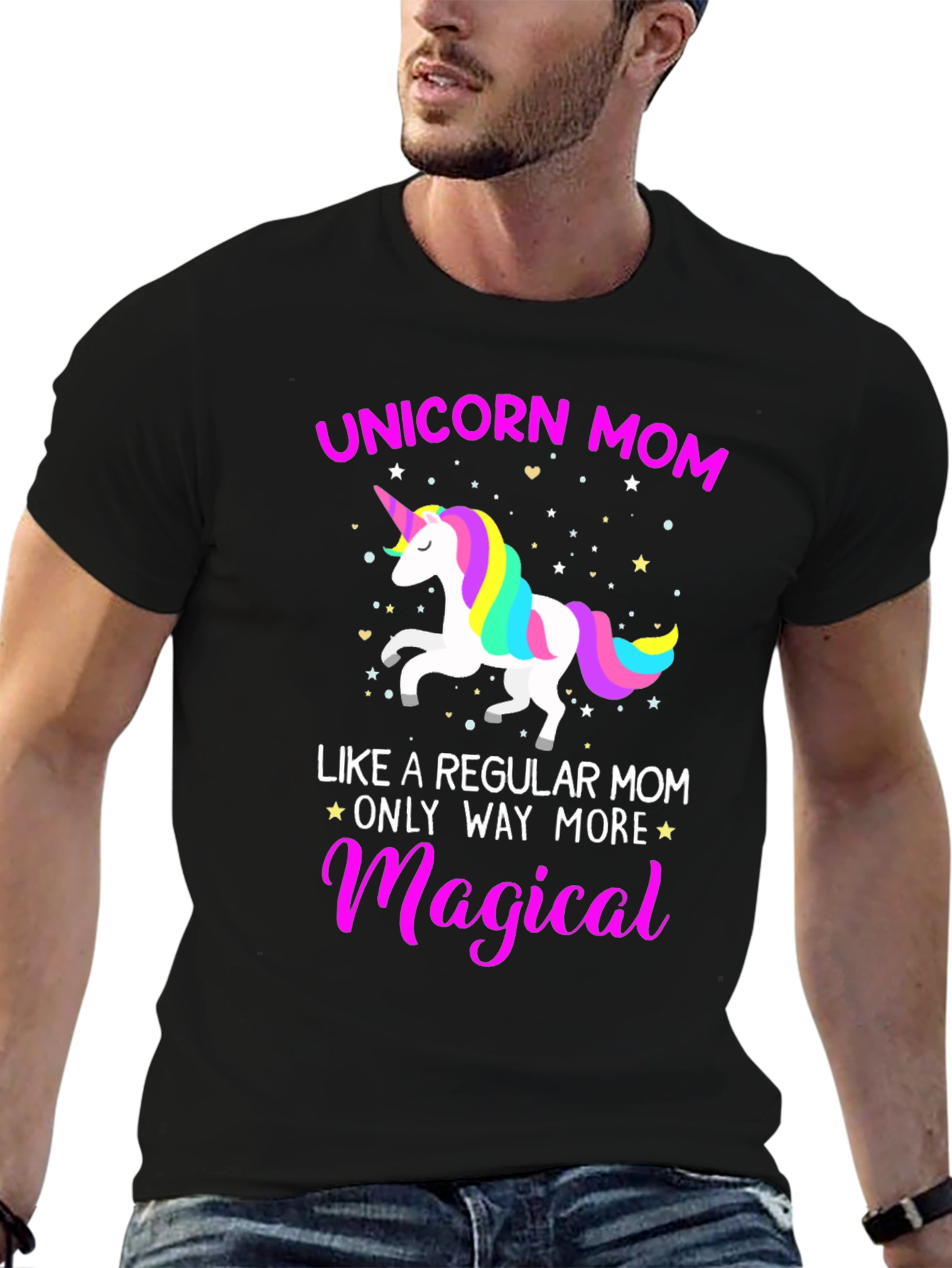 Black Unicorn Mom Magical Graphic Tee view 6