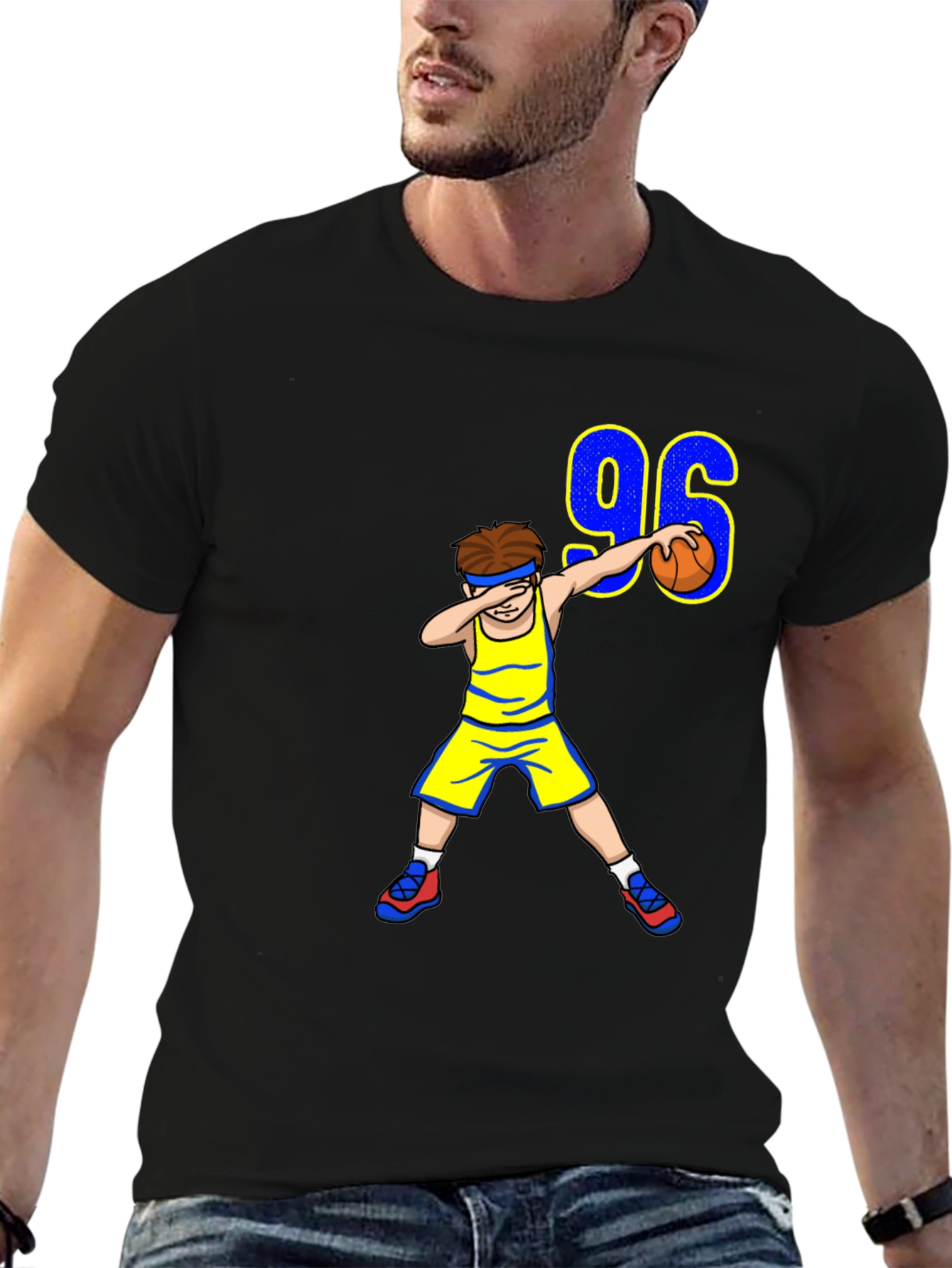 Black Dabbing Basketball Player 96 T-Shirt view 6