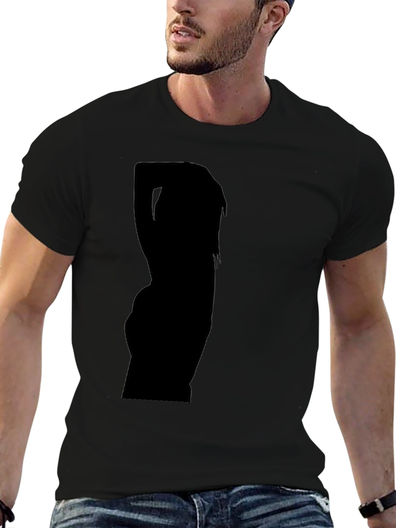 Black Men's Black Graphic Tee view 6