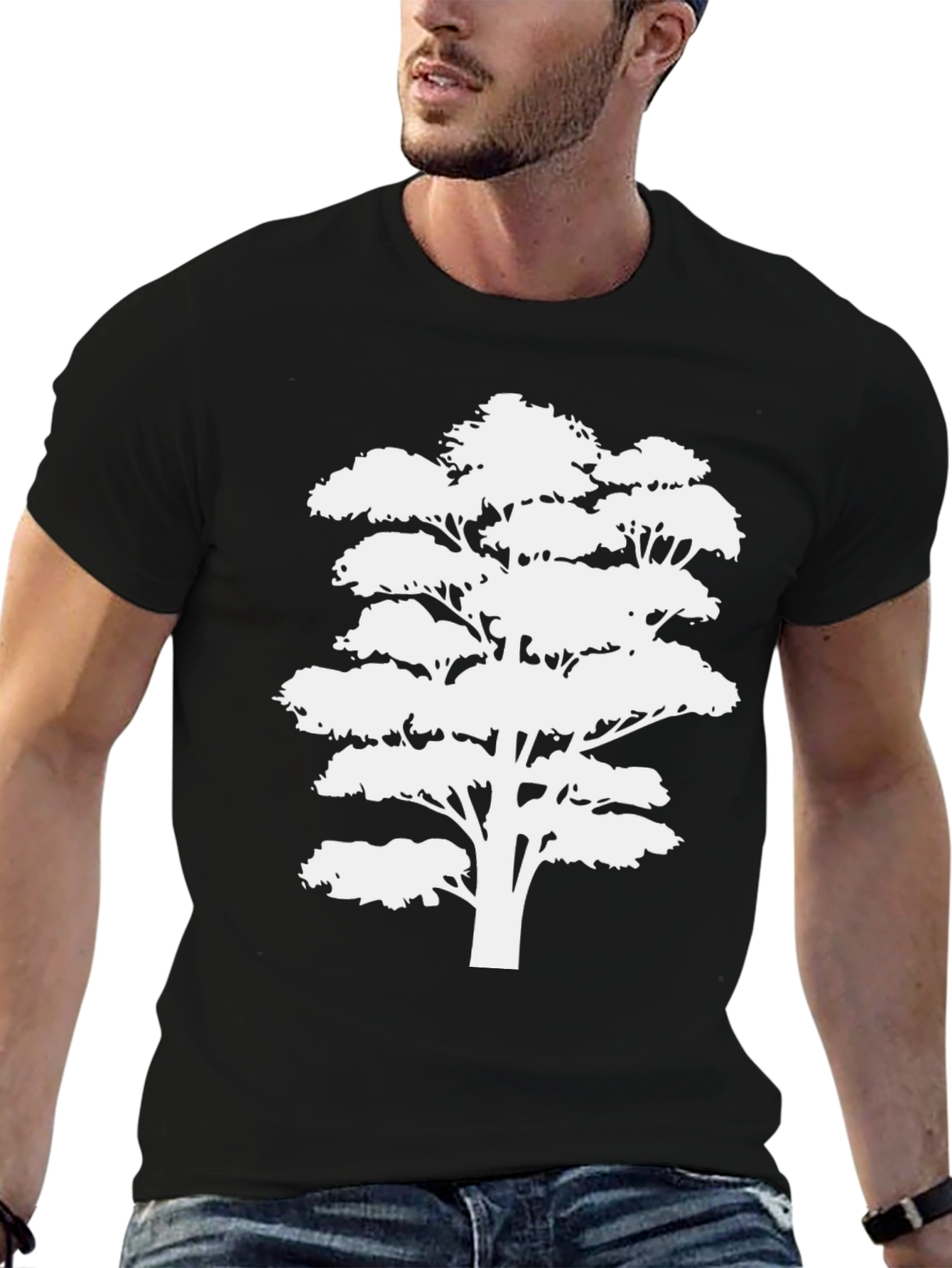 Black Tree Silhouette Black T-Shirt view 6