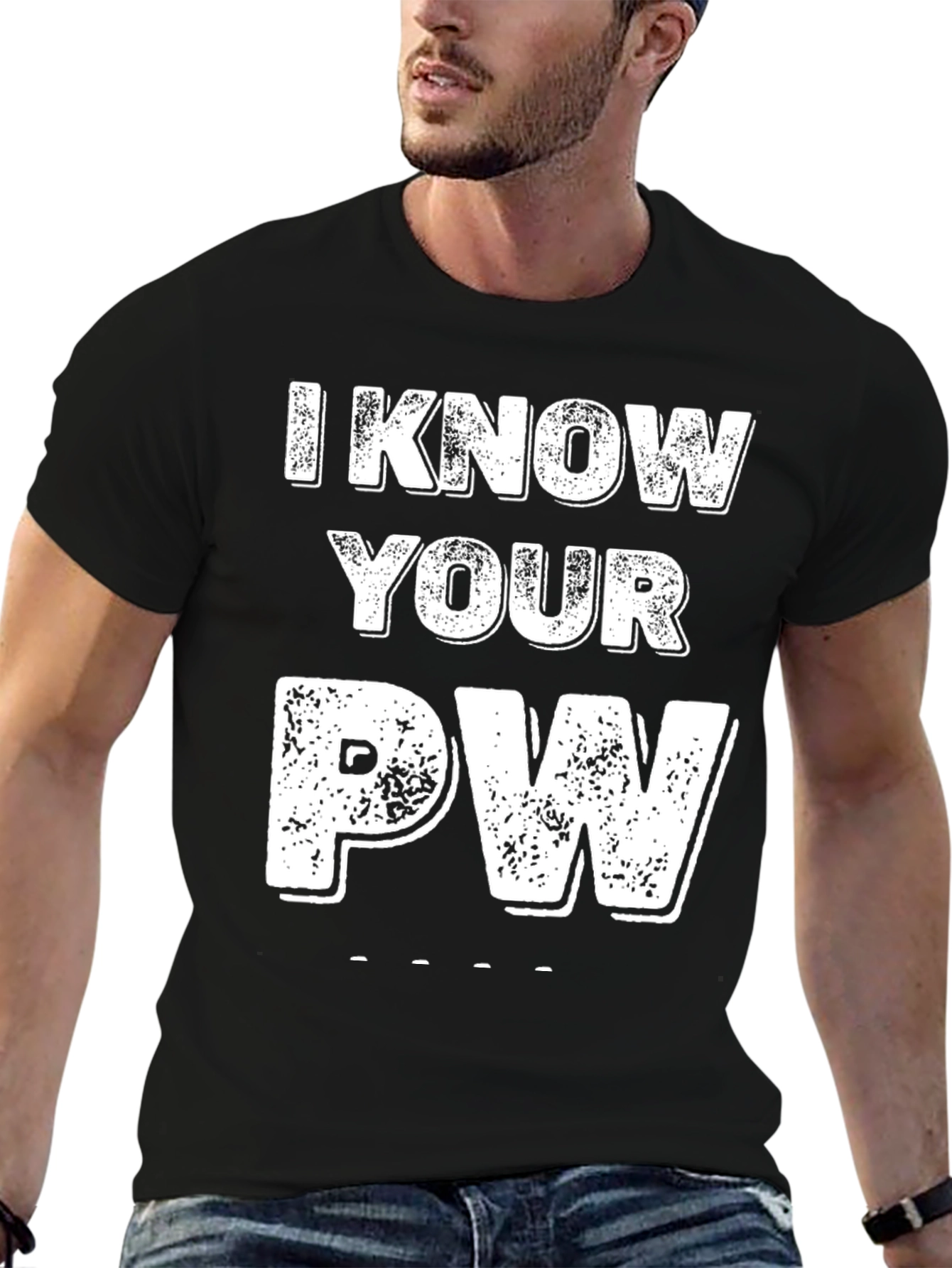 Black I Know Your PW Graphic Tee - Novelty Password Shirt view 6