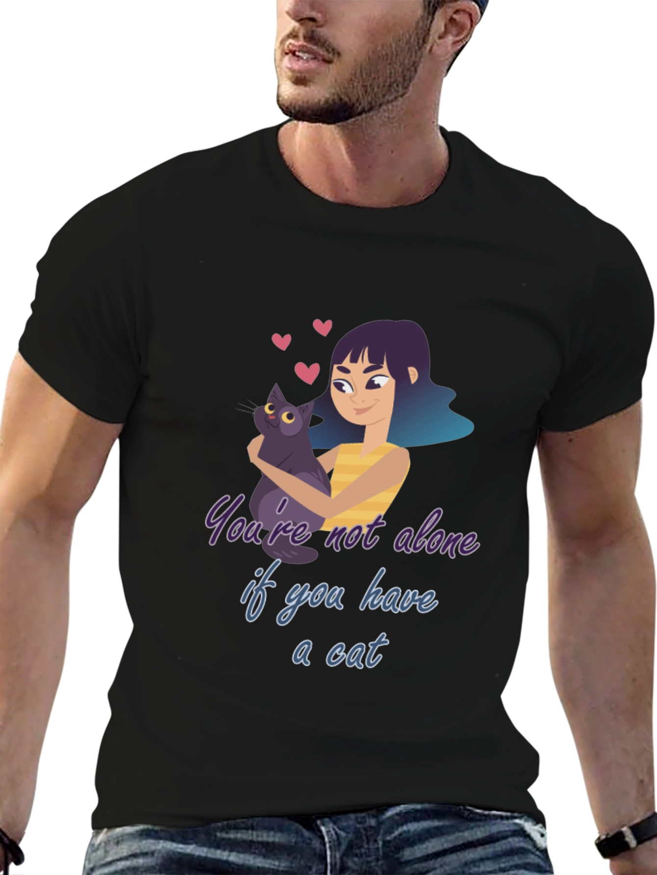 Black Cat Lover T-Shirt: You're Not Alone If You Have a Cat view 6