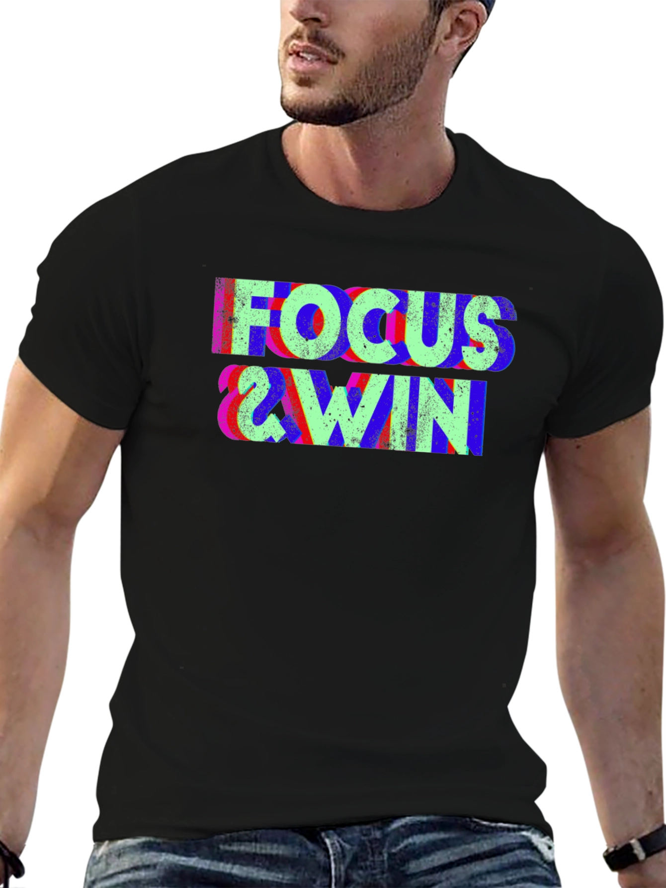 Black Focus & Win Graphic Tee view 6