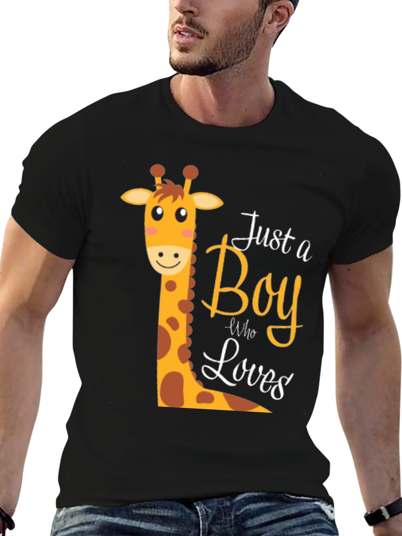 Black Boy Giraffe Graphic T-Shirt - Fun & Stylish Tee view 6