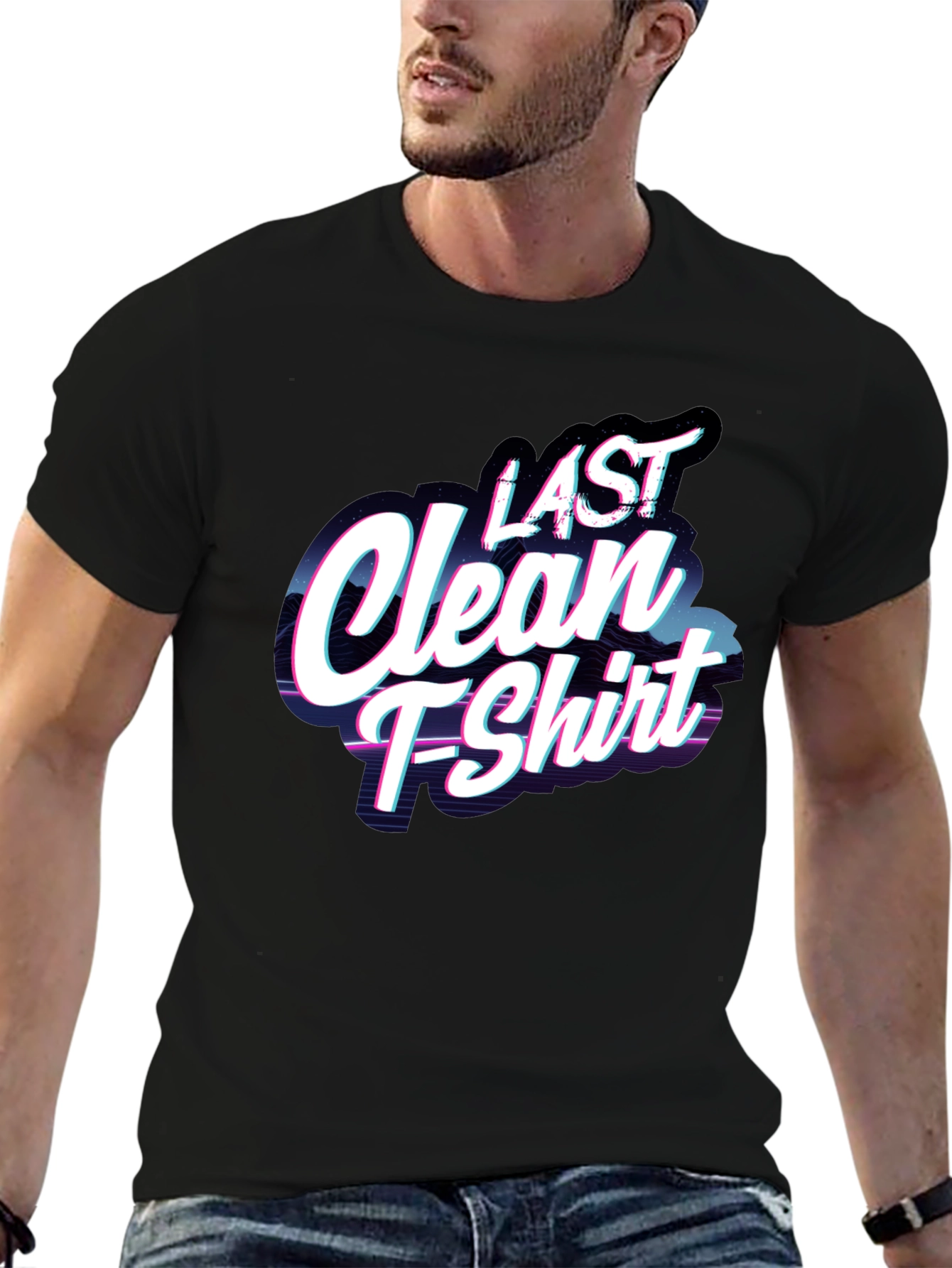 Black Last Clean T-Shirt - Funny Graphic Tee view 6