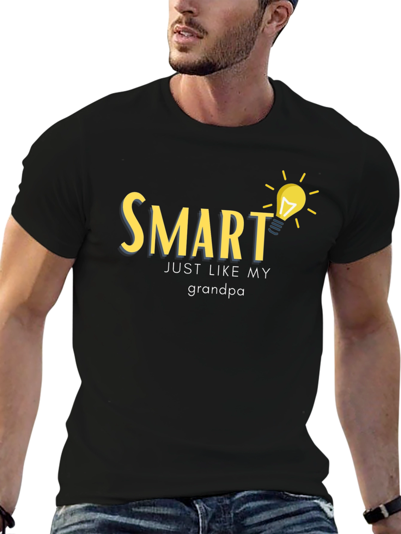 Black Smart Like Grandpa T-Shirt - Clever Design view 6