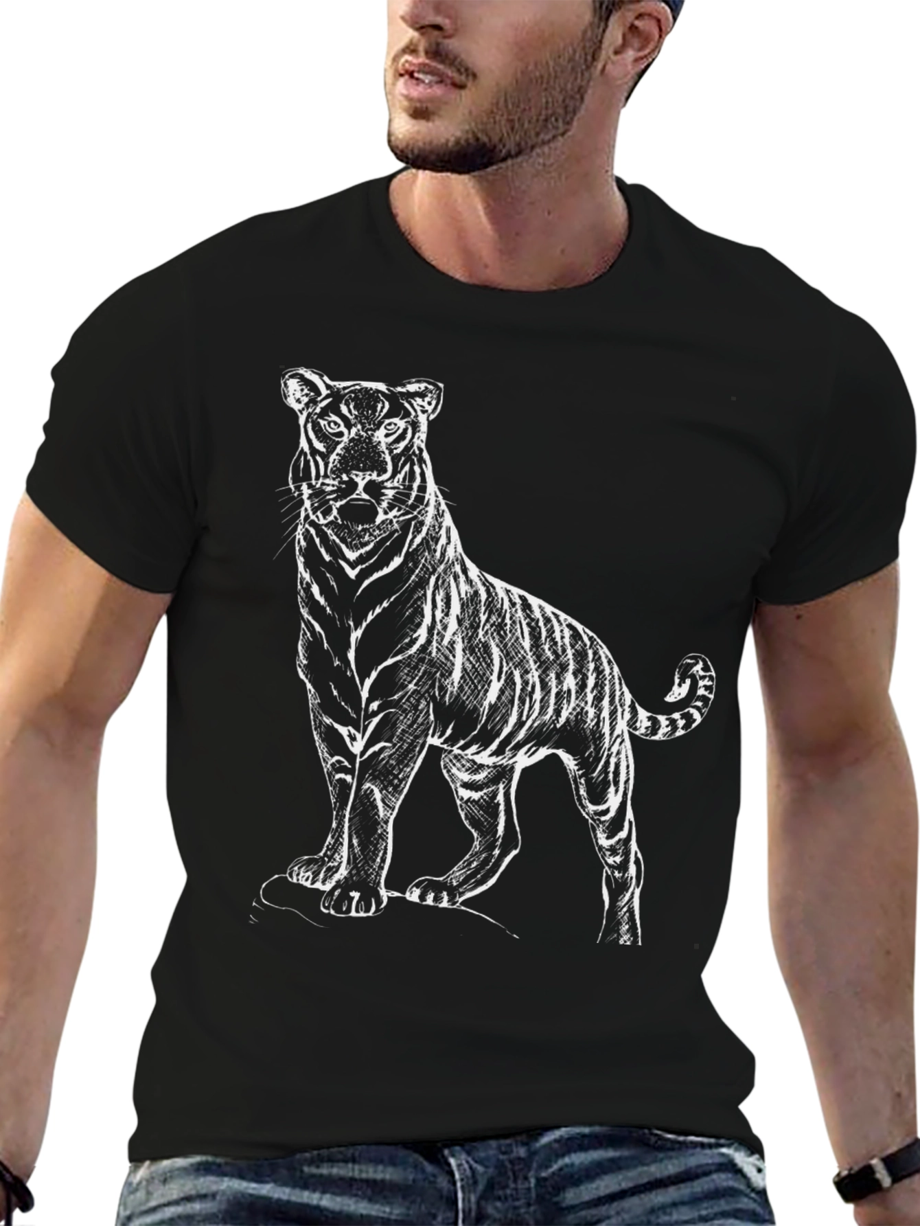 Black Tiger Graphic Black T-Shirt view 6