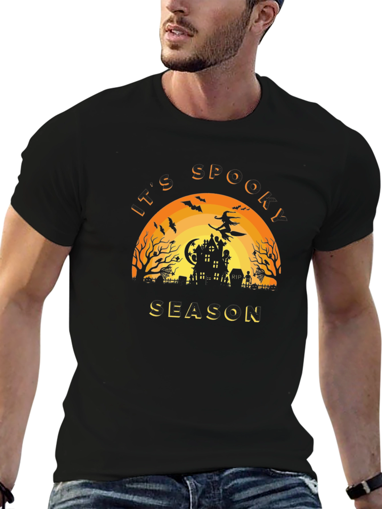 Black It's Spooky Season Halloween T-Shirt view 6