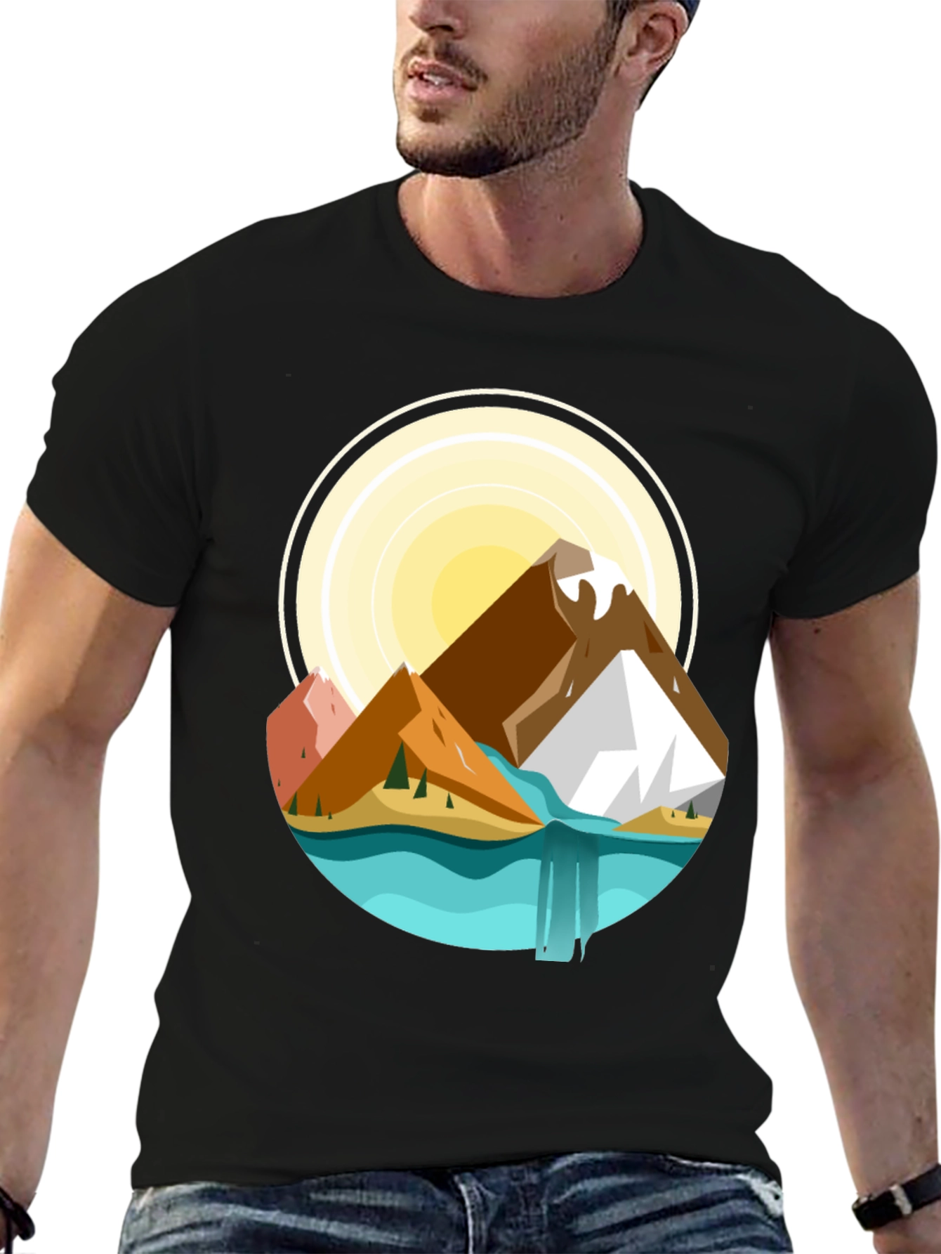 Mountain Scene Graphic T-Shirt - Nature Adventure Tee - 6