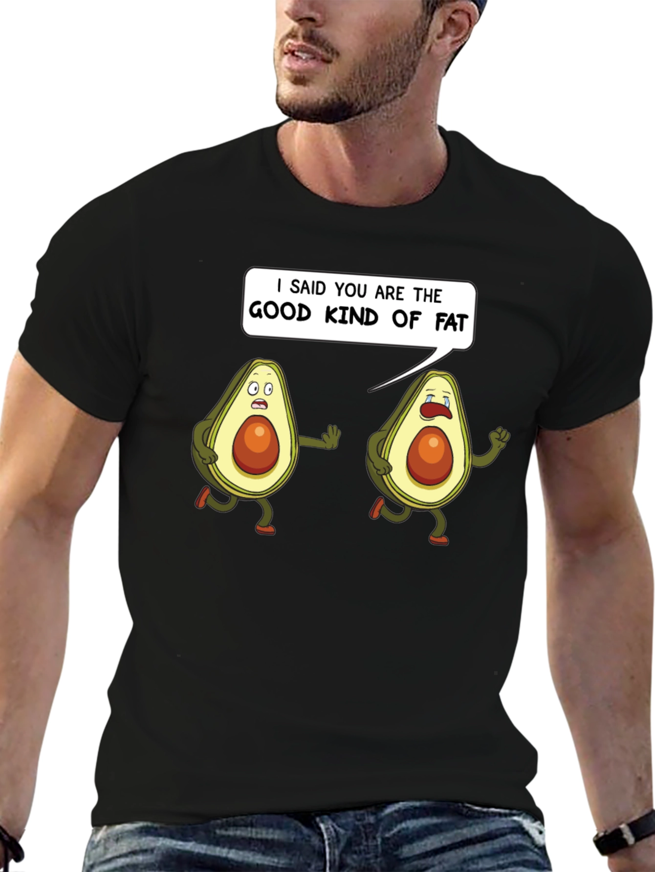 Black Good Kind of Fat Avocado Humor T-Shirt view 6