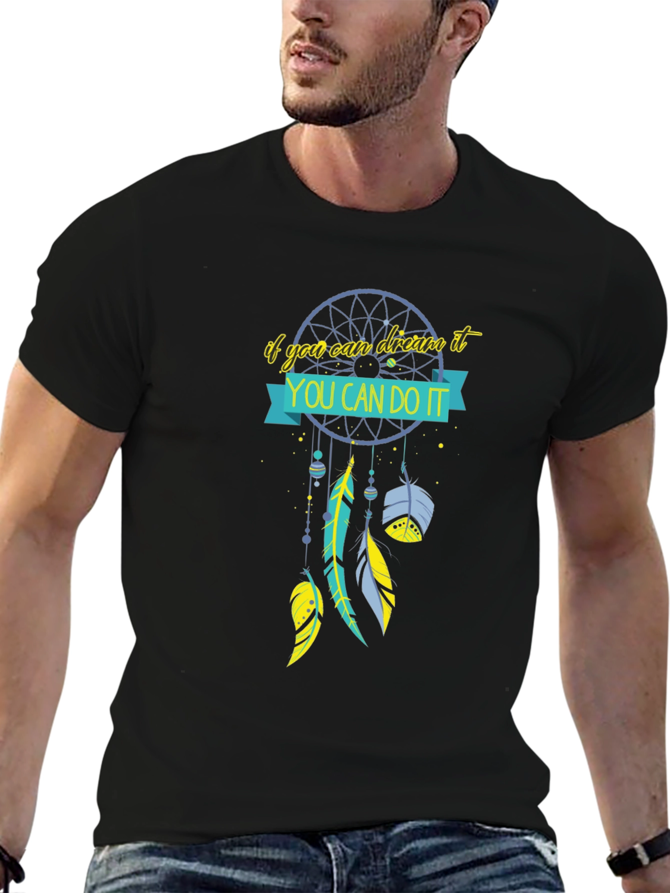 Black Dream Catcher Graphic Tee - You Can Do It! view 6