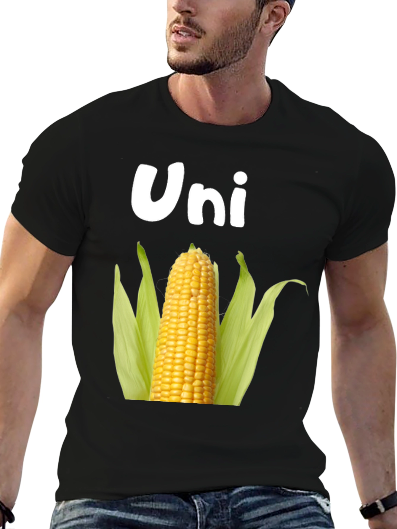 Black Uni Corn T-Shirt - Novelty Food Pun Tee view 6