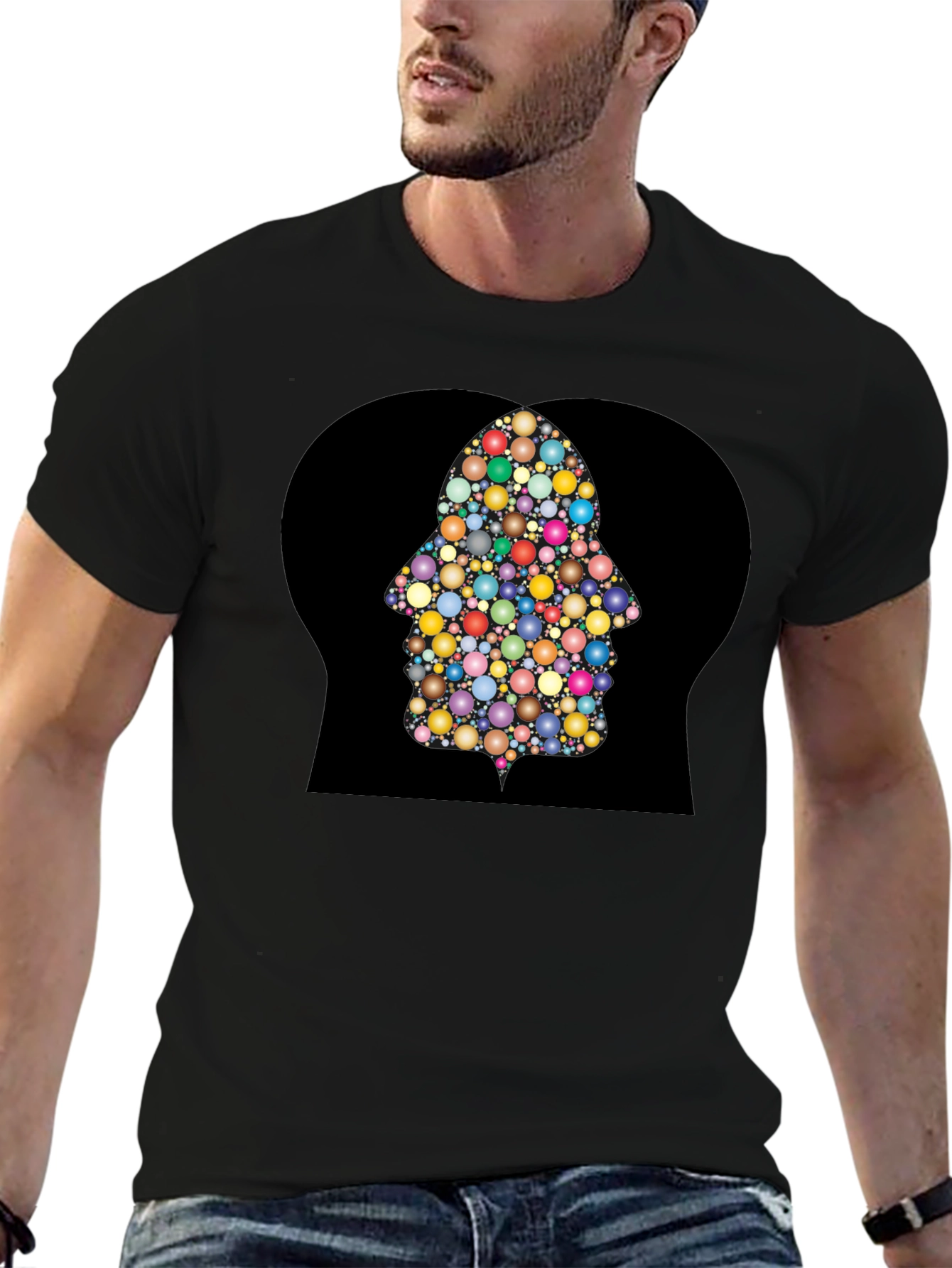 Black Bubble Hamsa Hand Graphic Tee - Black view 6