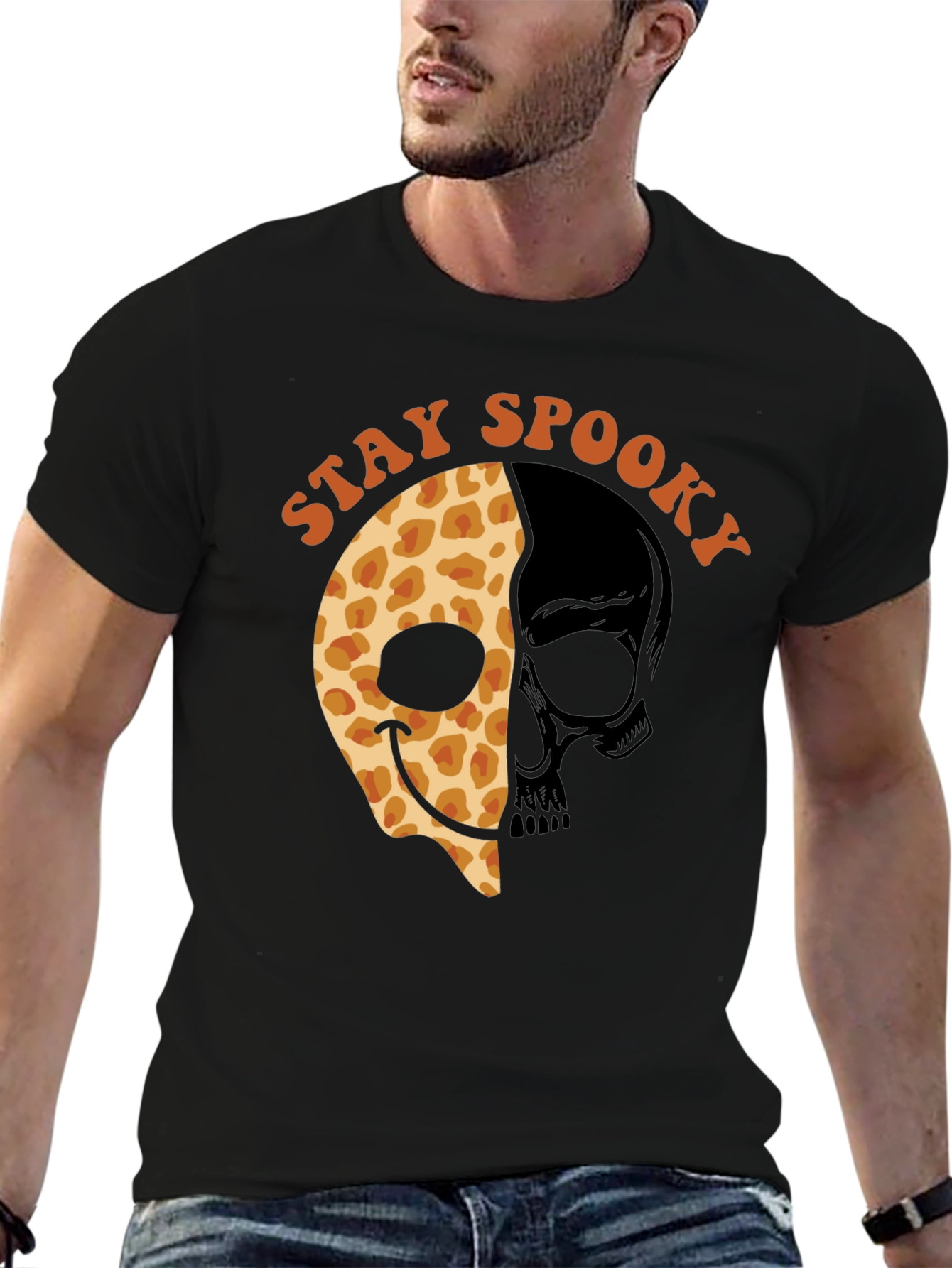 Black Stay Spooky Halloween T-Shirt view 6