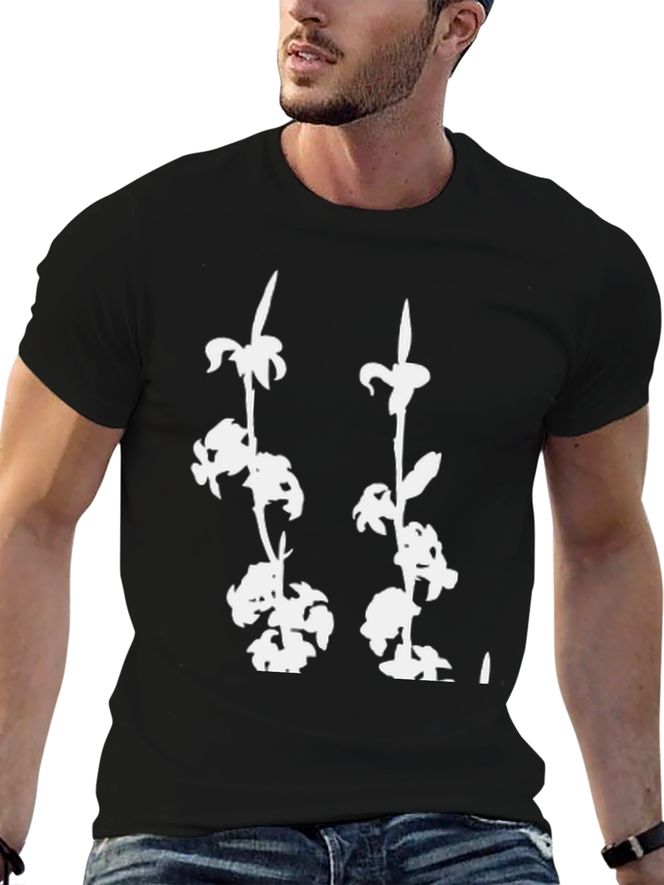 Black Floral Graphic Print Black T-Shirt view 6