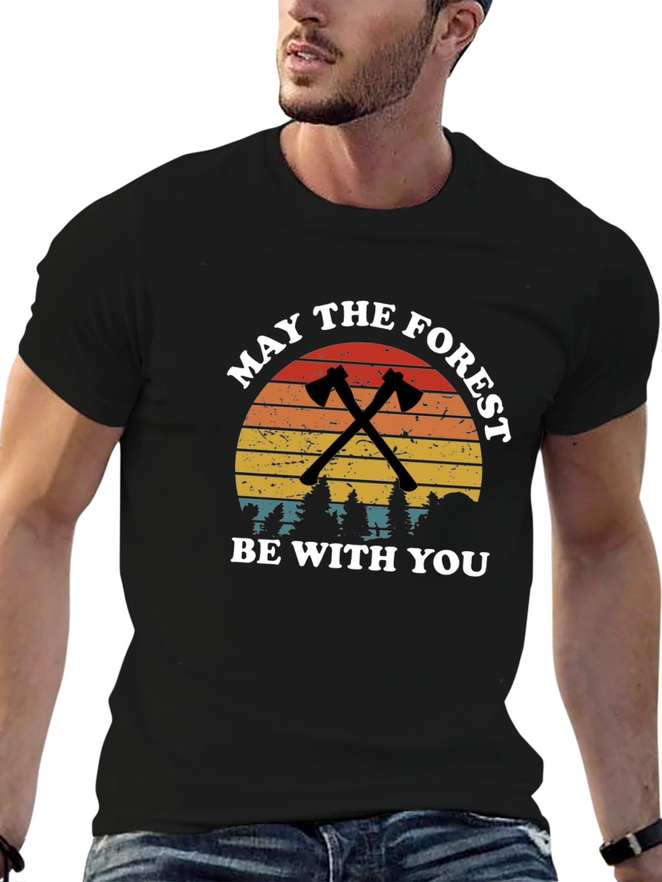 Black May the Forest Be With You Black T-Shirt view 6