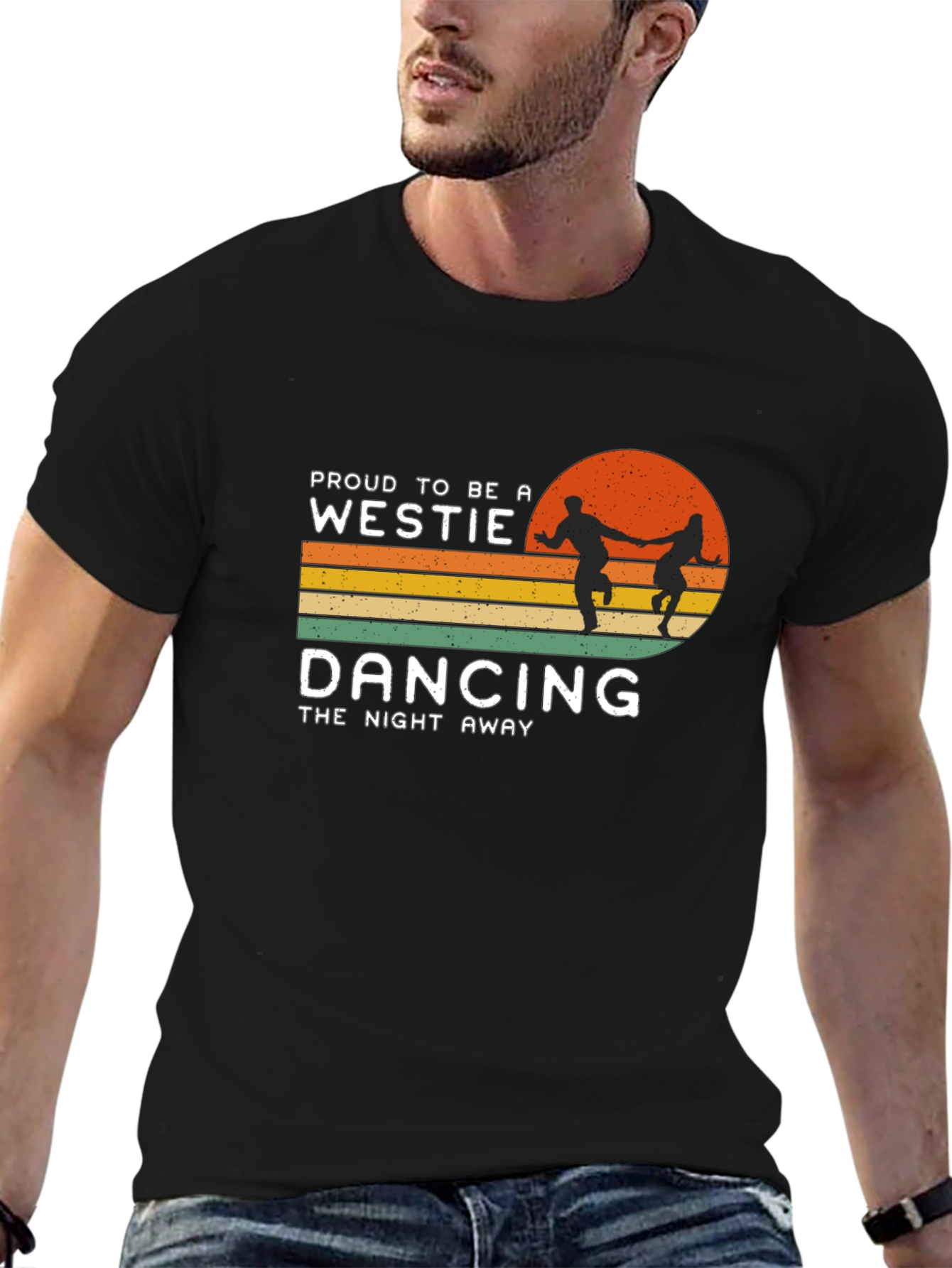 Black Proud Westie Dancing Night Away Graphic Tee view 6