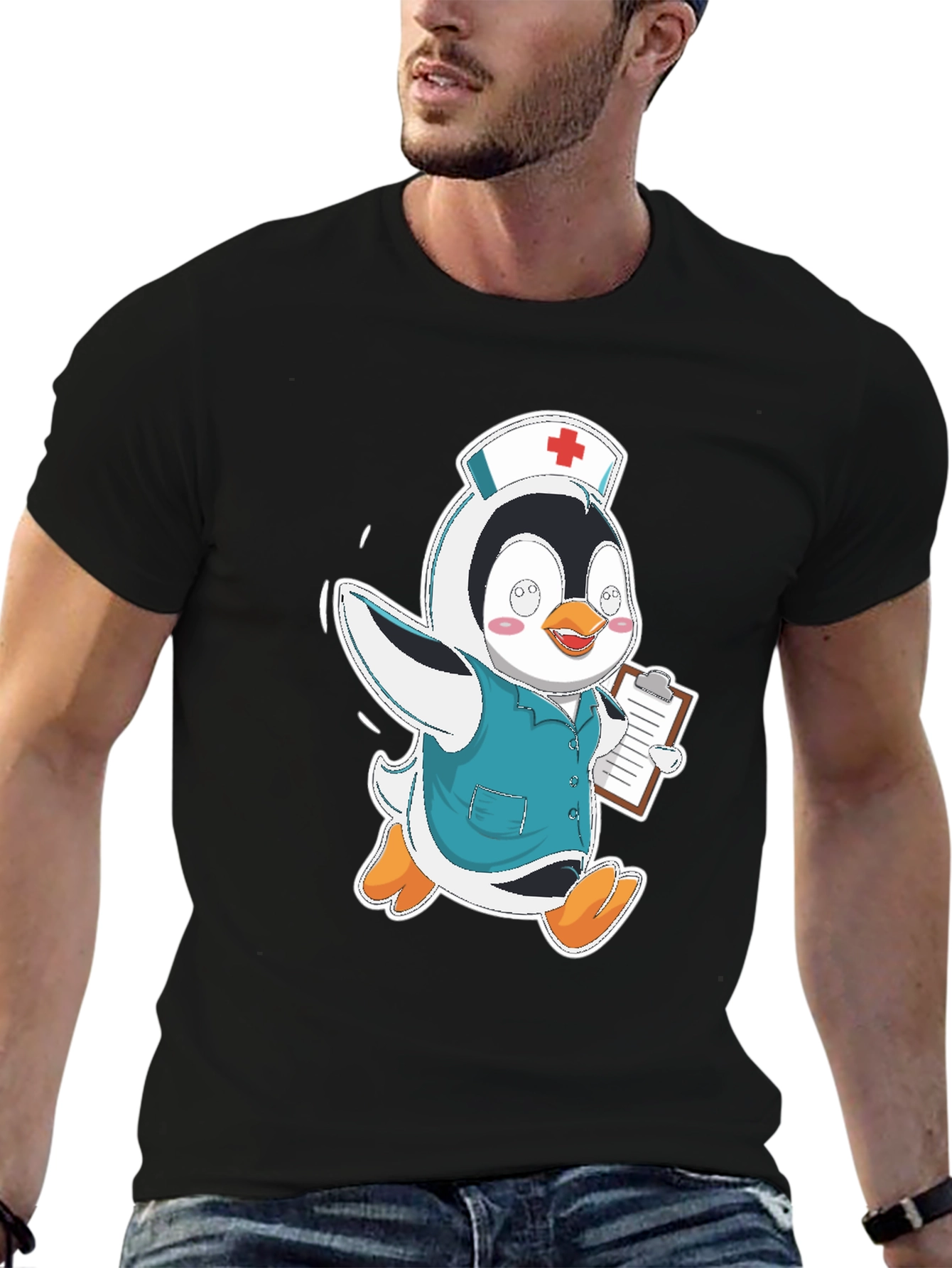 Black Nurse Penguin T-Shirt view 6