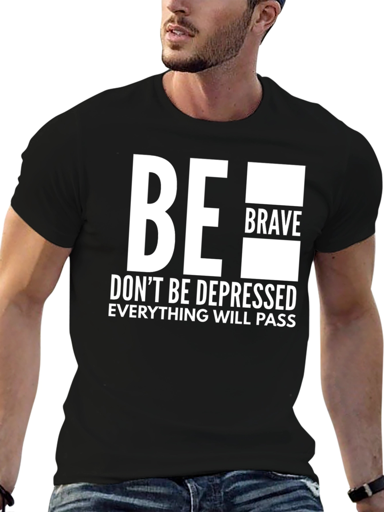 Black Be Brave T-Shirt - Motivational Graphic Tee view 6