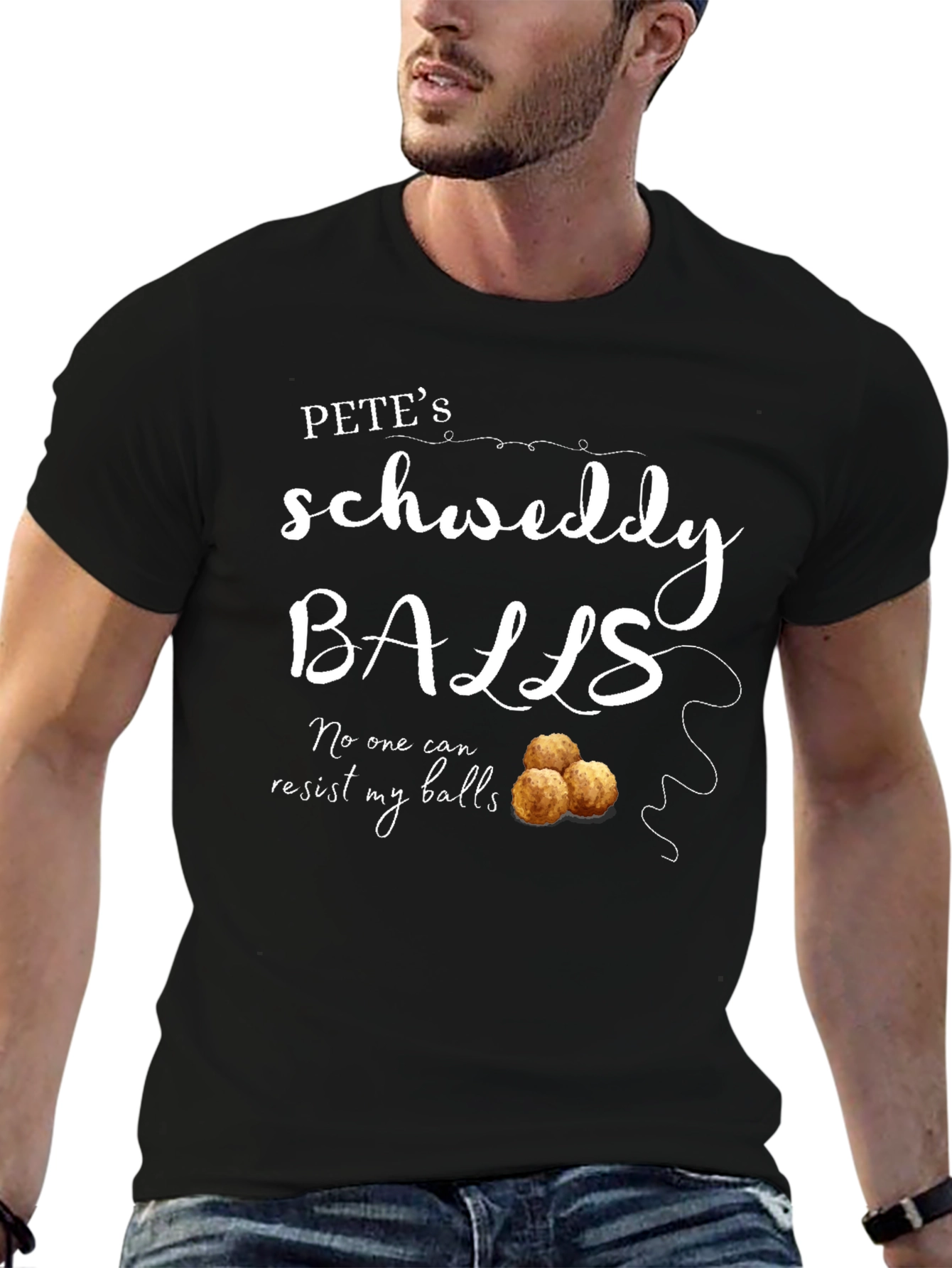 Black Pete's Schweddy Balls Funny Graphic T-Shirt view 6