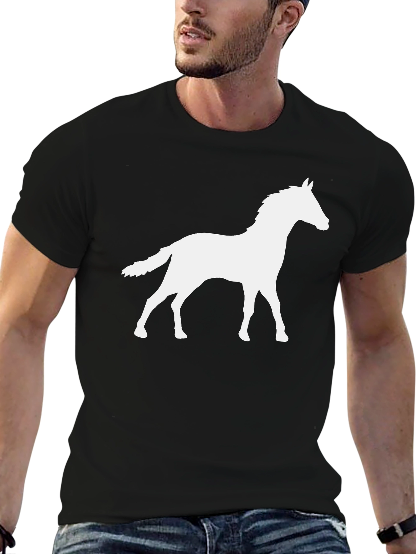 Black Horse Silhouette Black T-Shirt view 6