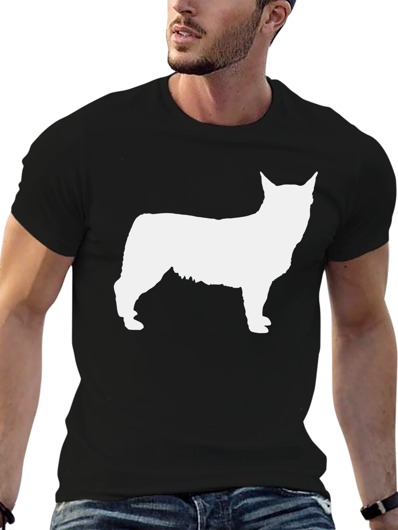 Black Dog Silhouette Graphic Tee - Black Cotton Shirt view 6