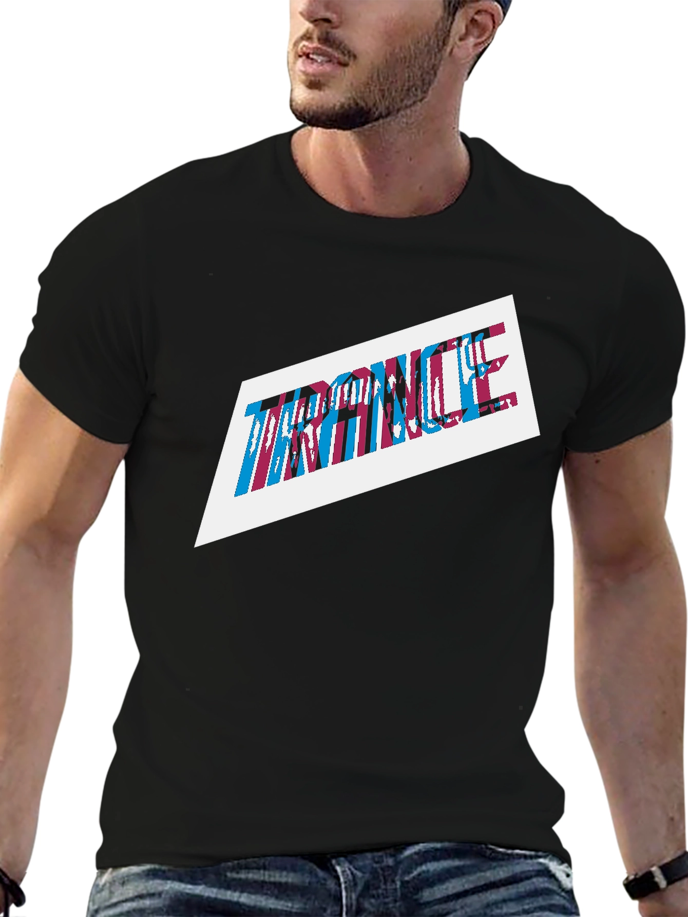 Black Trance Graphic Print Men's Black T-Shirt view 6