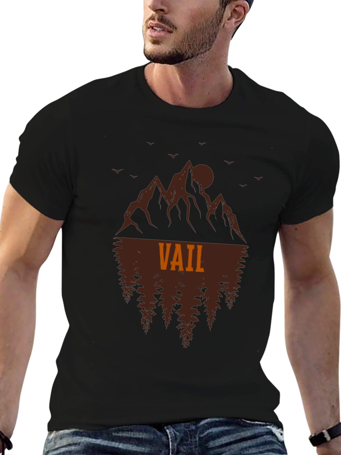 Black Vail Mountain Graphic Tee - Nature Inspired Black T-Shirt view 6