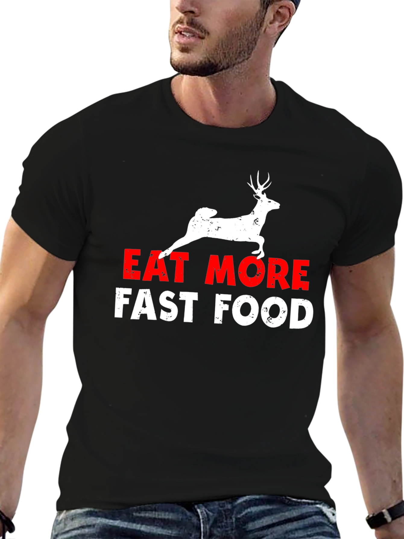 Black Eat More Fast Food Black Graphic Tee view 6
